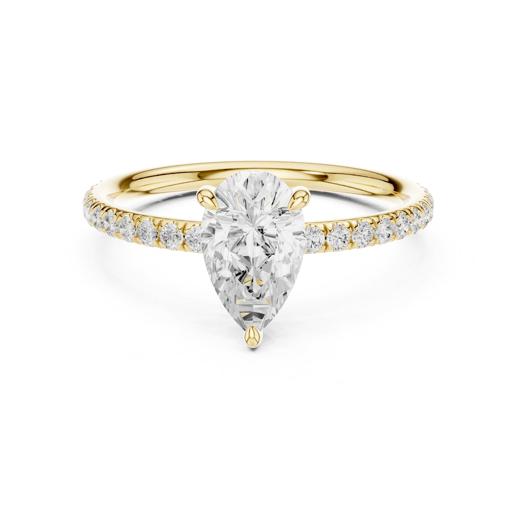 The Classic Pavé Solitaire 1ct Yellow Gold Pear