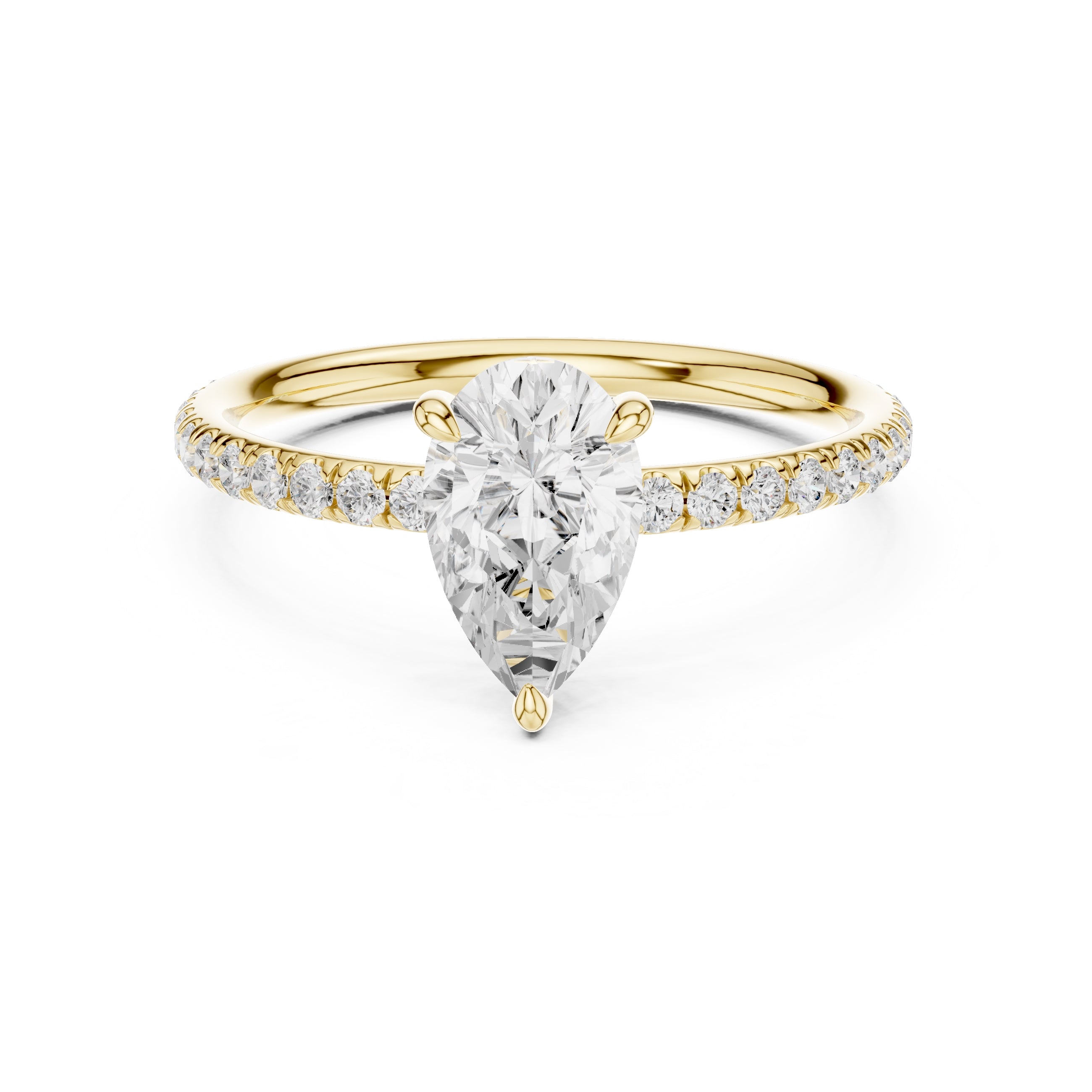 The Classic Pavé Solitaire 1ct Yellow Gold Pear