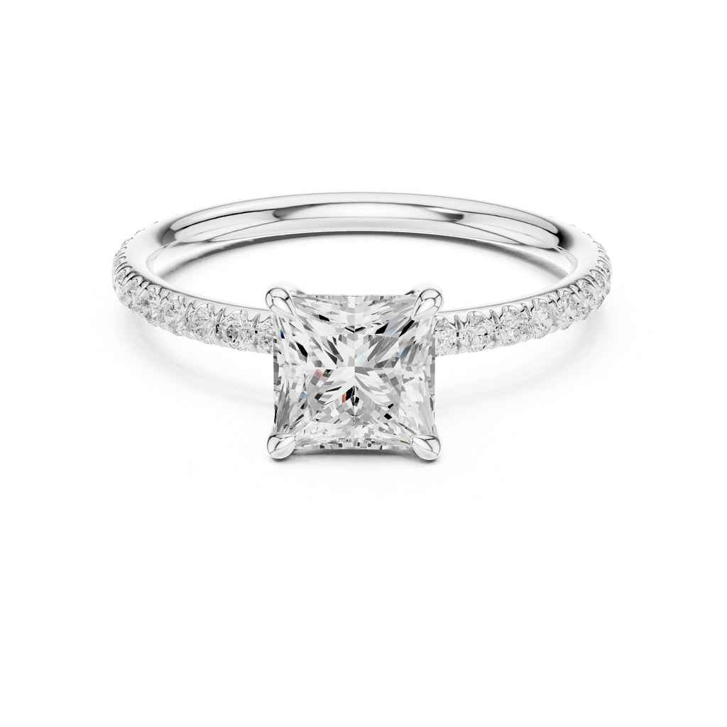 The Classic Pavé Solitaire 1ct White Gold Princess