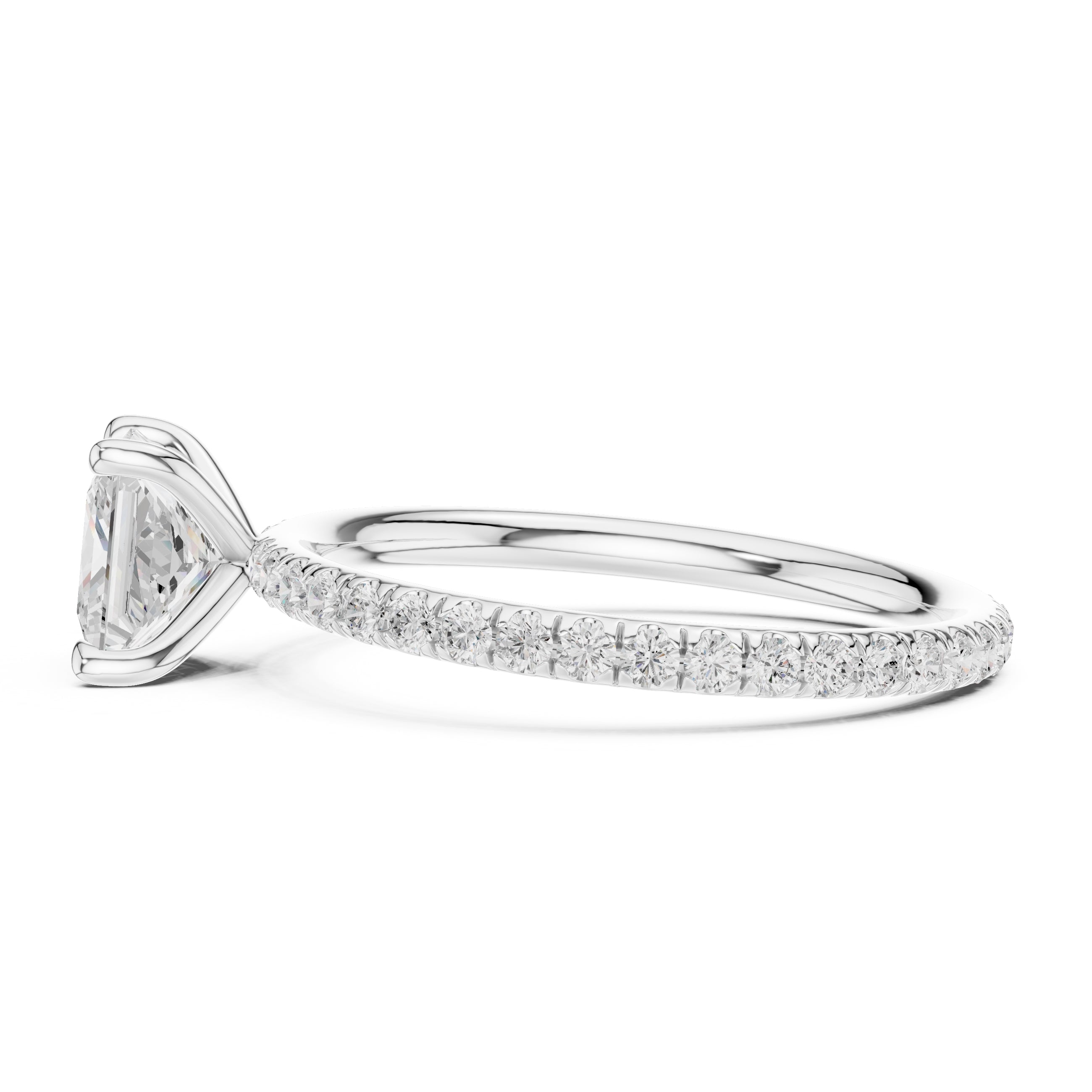 The Classic Pavé Solitaire 1ct White Gold Princess