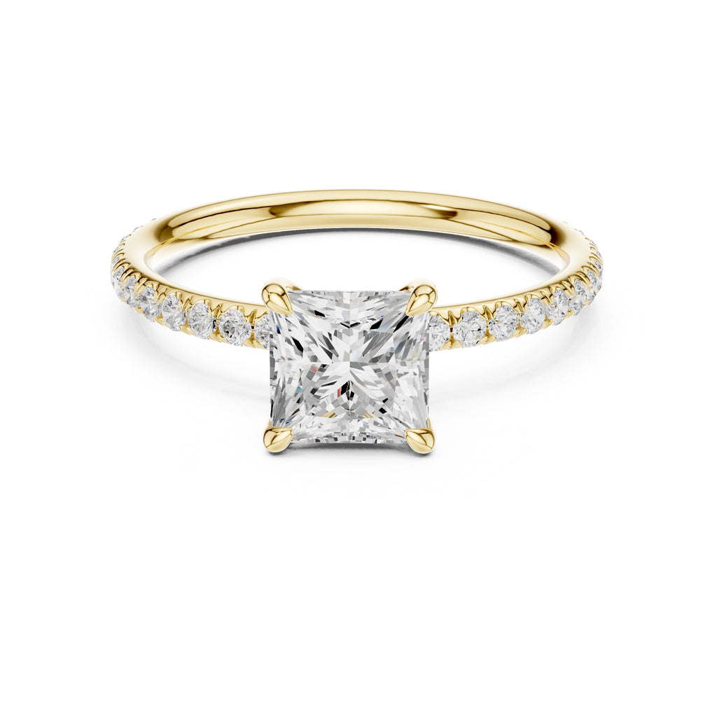 The Classic Pavé Solitaire 1ct Yellow Gold Princess