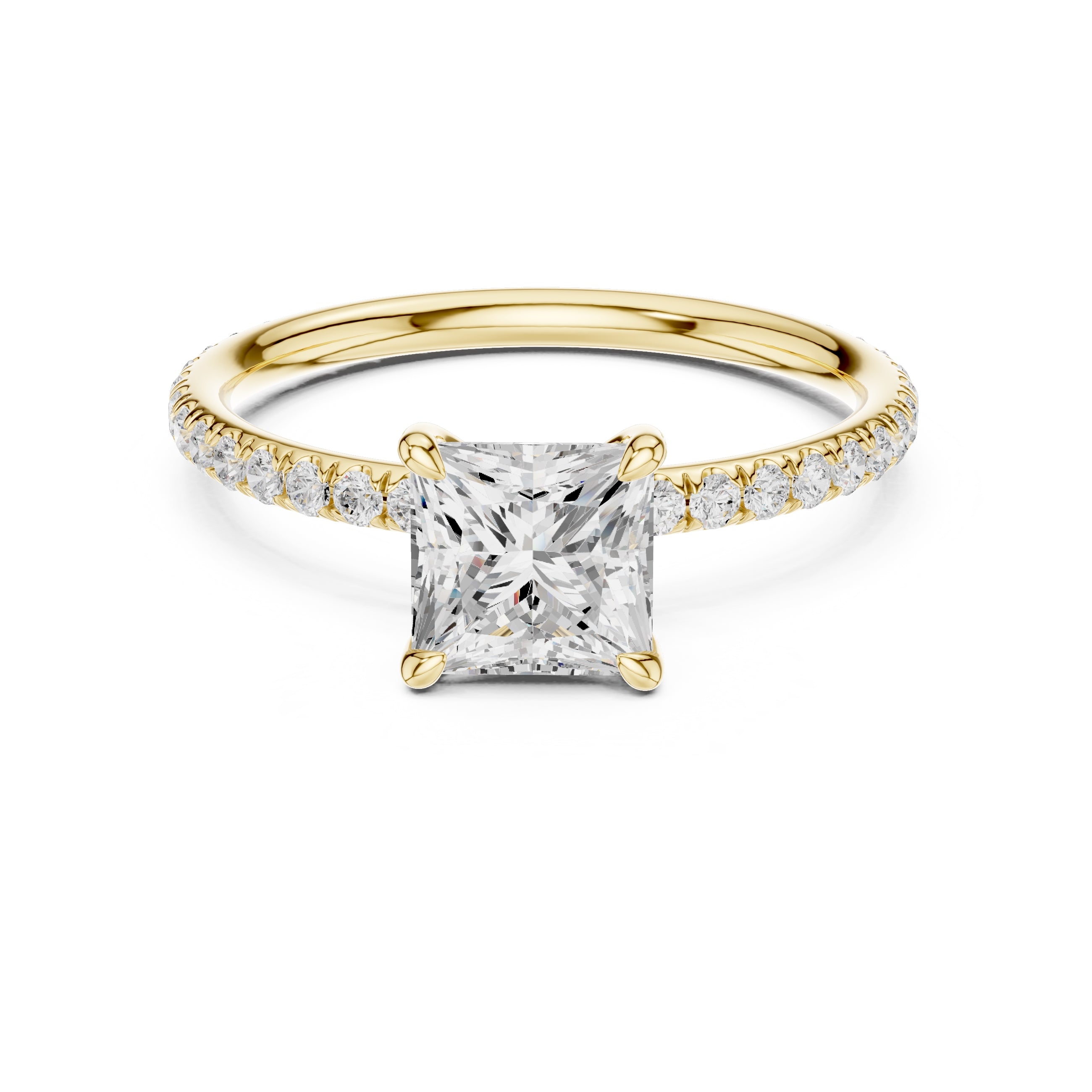 The Classic Pavé Solitaire 1ct Yellow Gold Princess