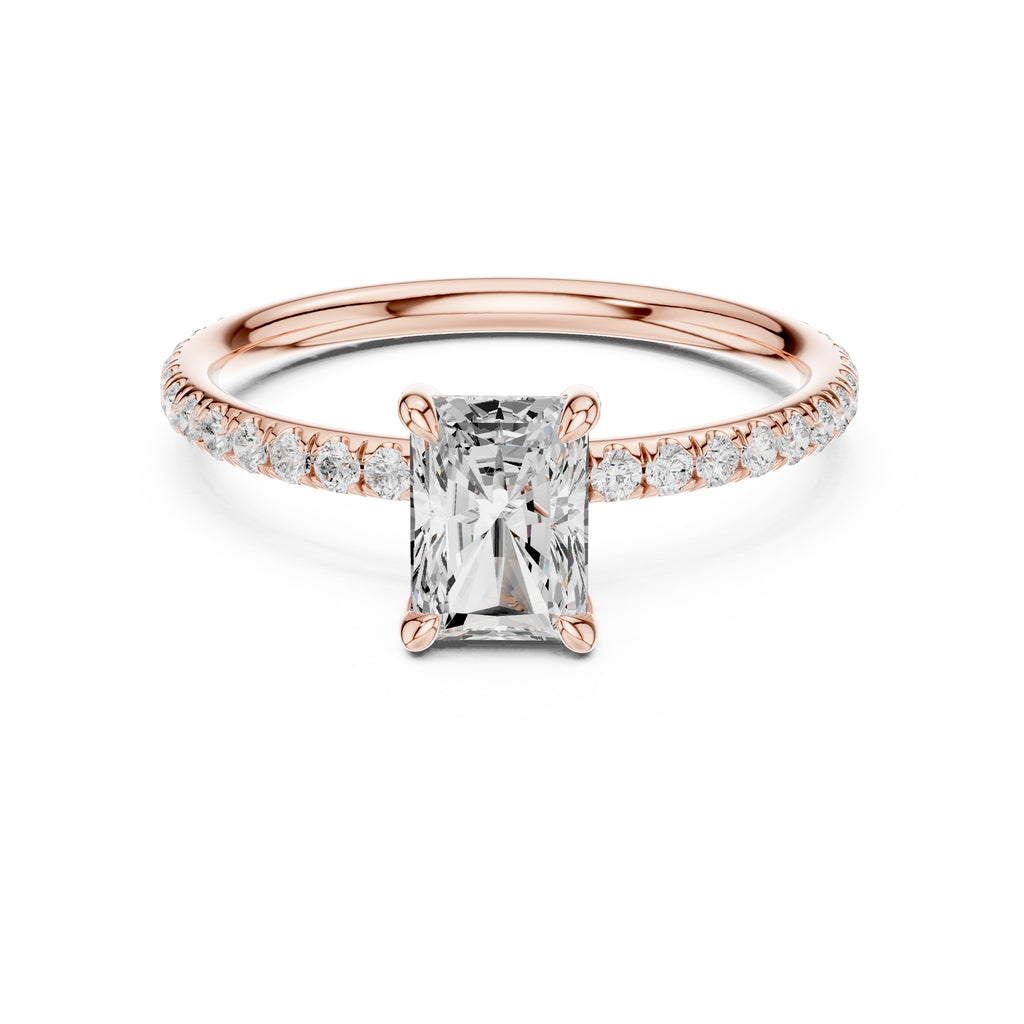 The Classic Pavé Solitaire 1ct Rose Gold Radiant