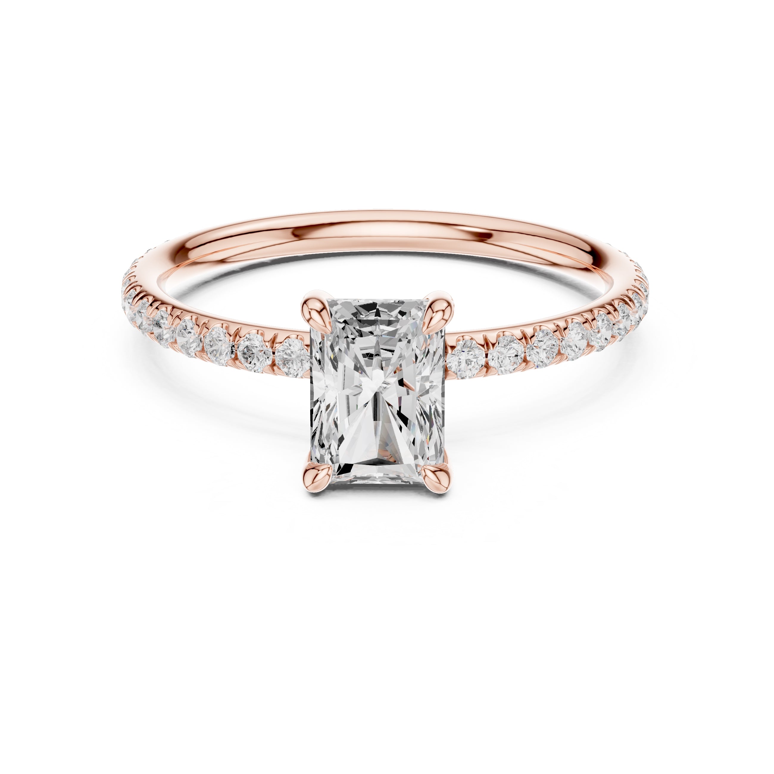 The Classic Pavé Solitaire 1ct Rose Gold Radiant