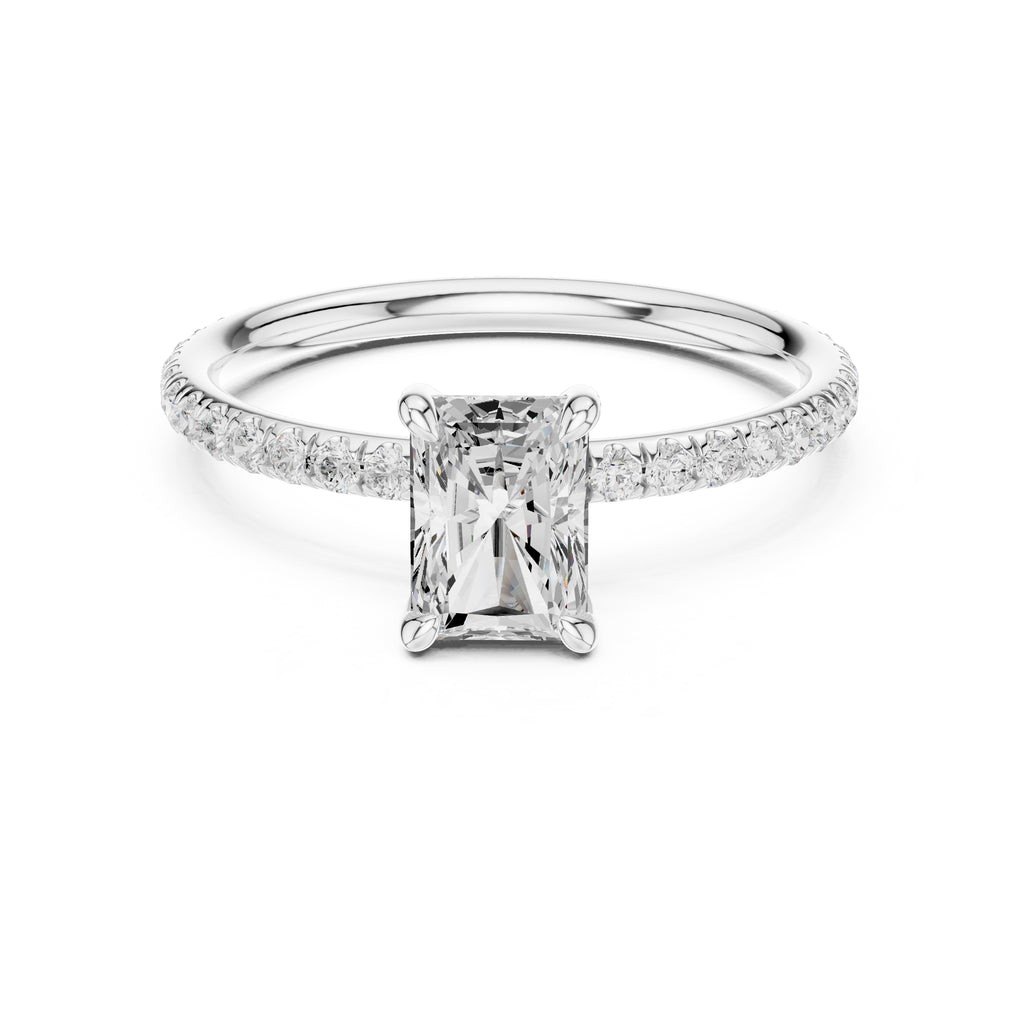The Classic Pavé Solitaire 1ct White Gold Radiant