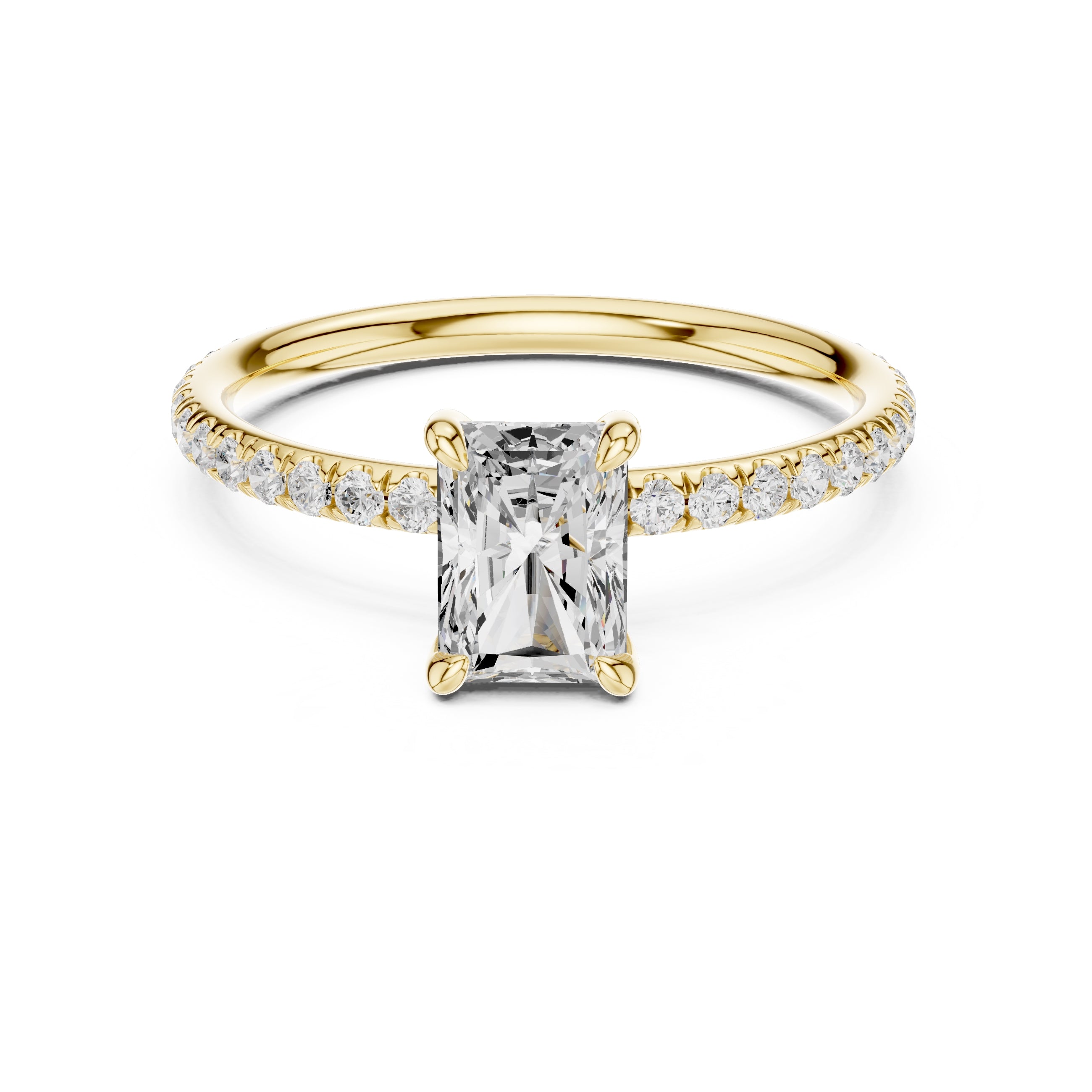 The Classic Pavé Solitaire 1ct Yellow Gold Radiant