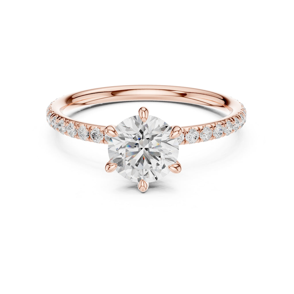 The Classic Pavé Solitaire 1ct Rose Gold Round