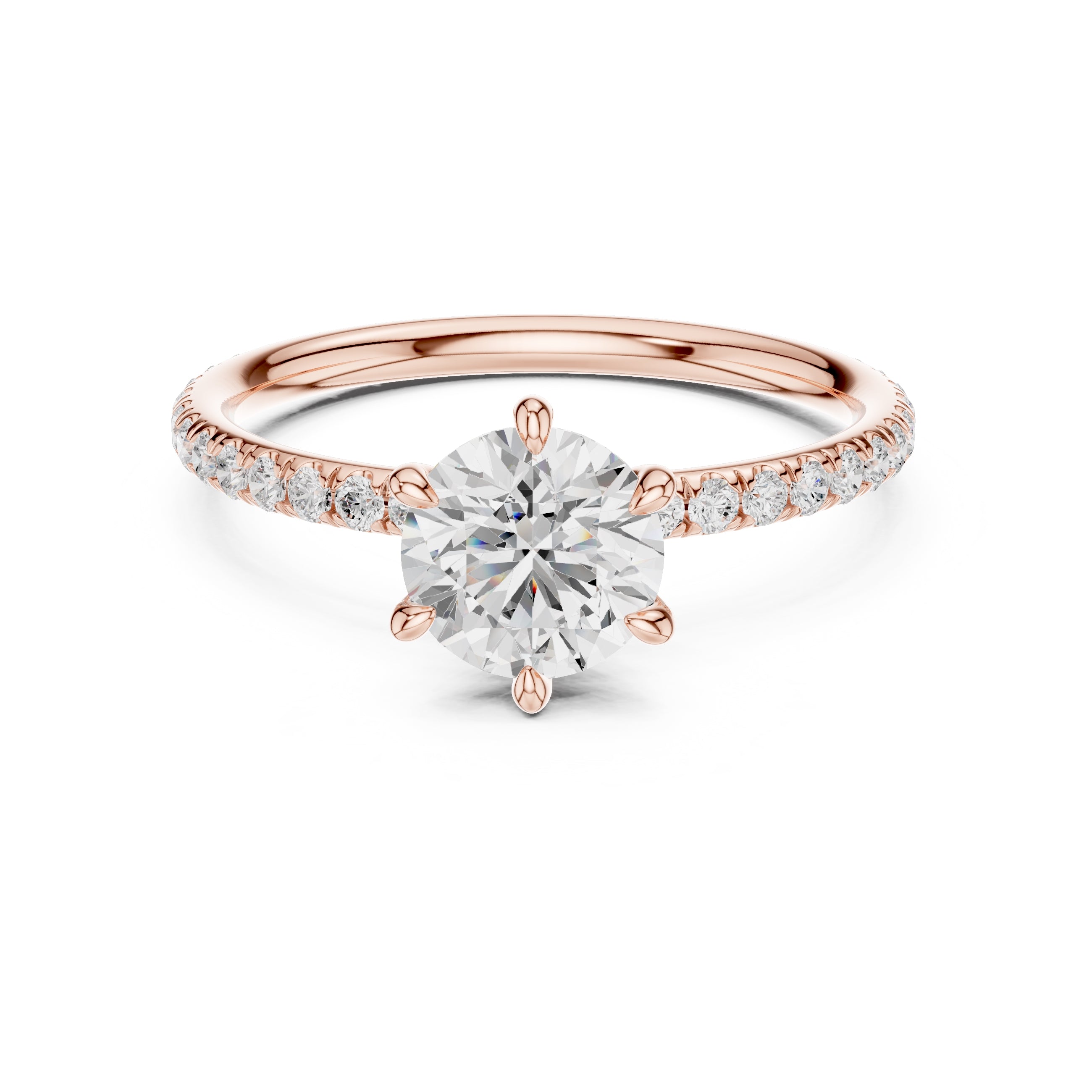 The Classic Pavé Solitaire 1ct Rose Gold Round