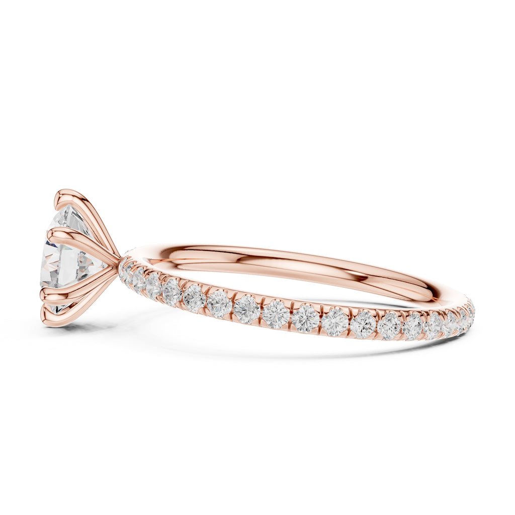 The Classic Pavé Solitaire 1ct Rose Gold Round