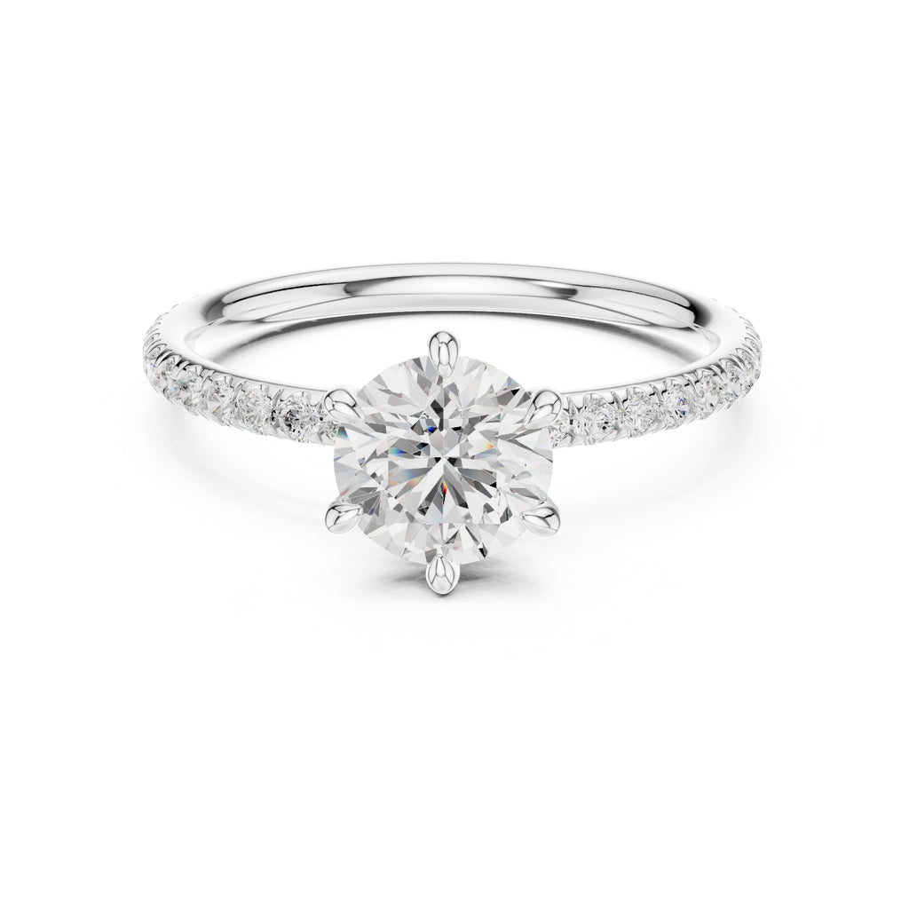 The Classic Pavé Solitaire 1ct White Gold Round