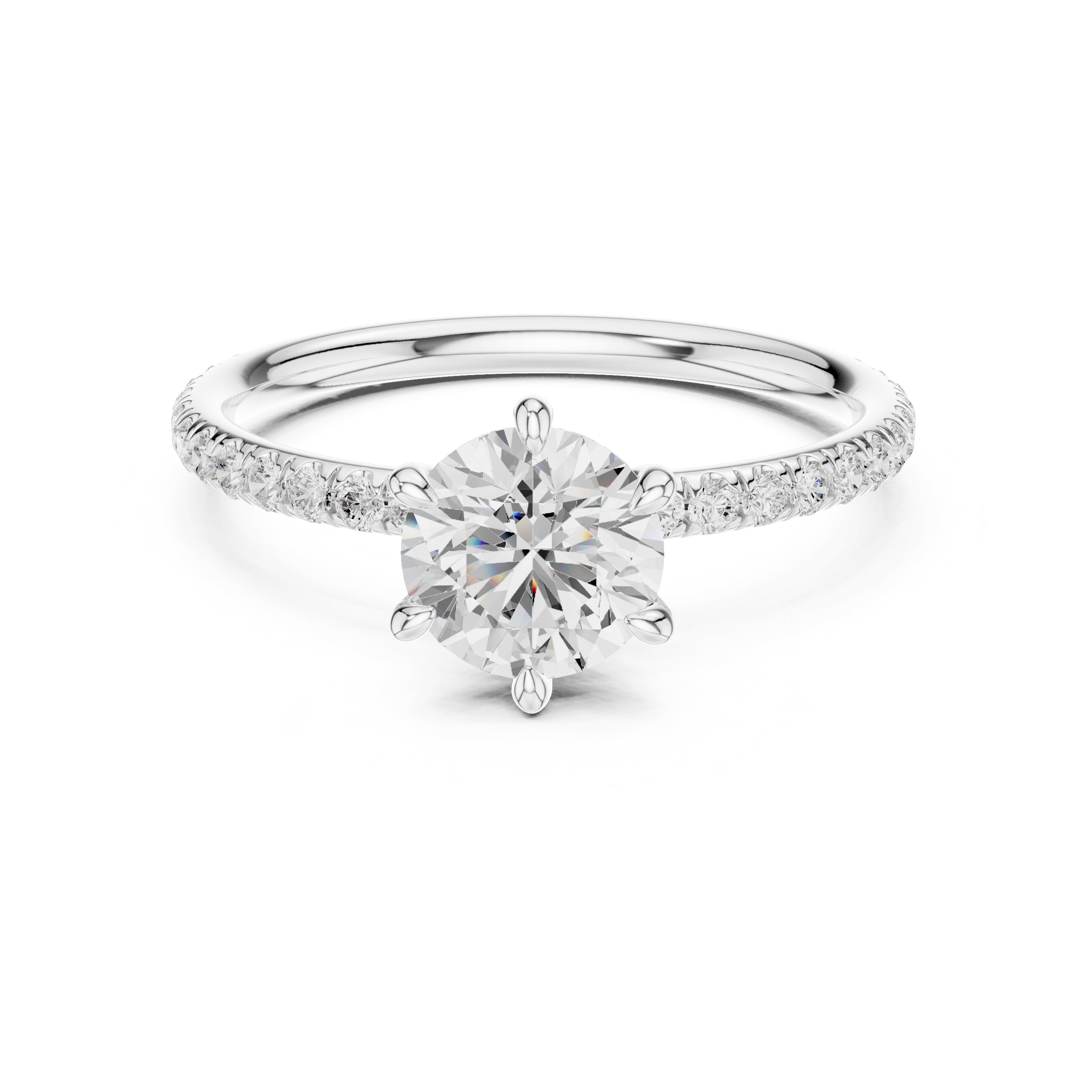 The Classic Pavé Solitaire 1ct White Gold Round