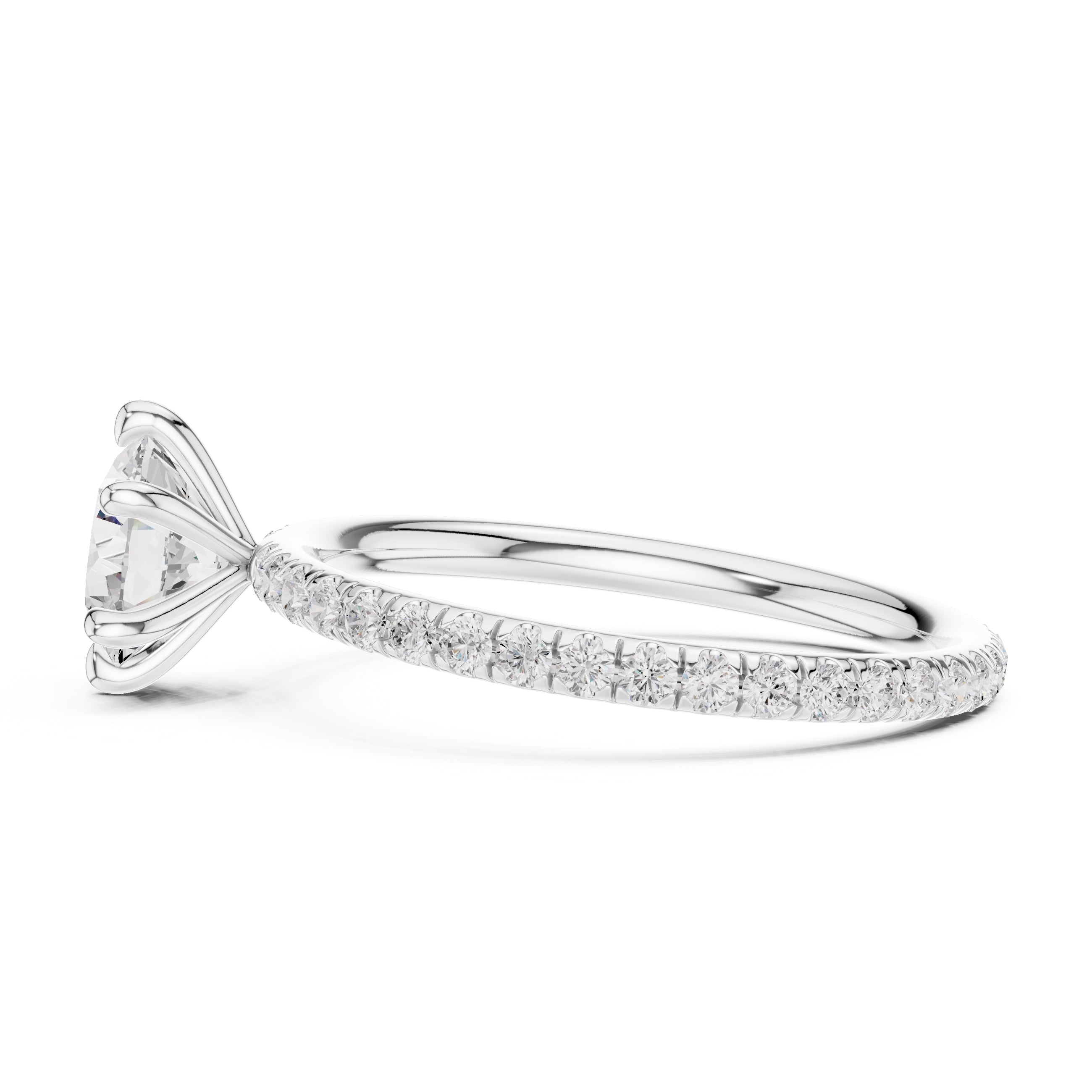 The Classic Pavé Solitaire 1ct White Gold Round