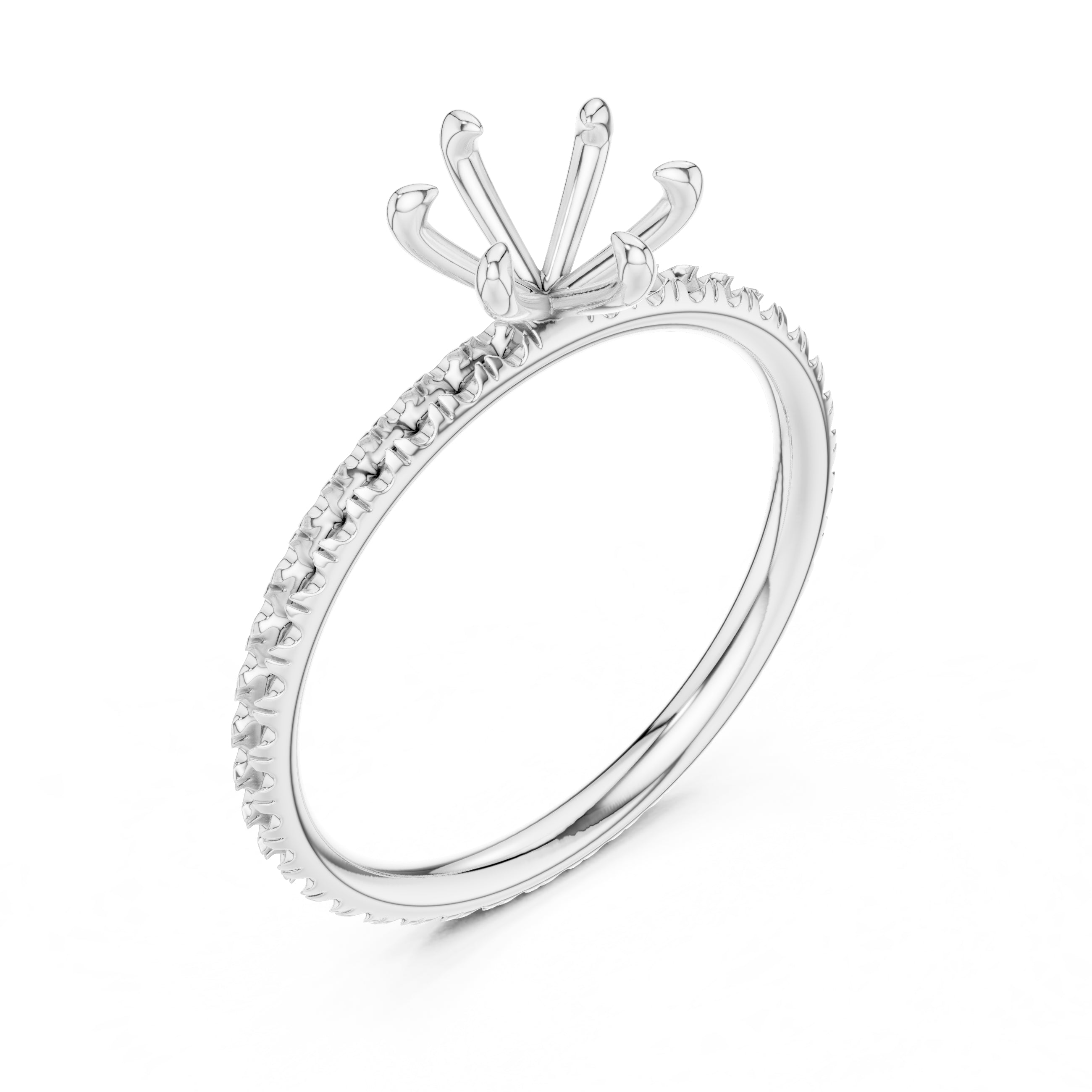 The Classic Pavé Solitaire 1ct White Gold Round