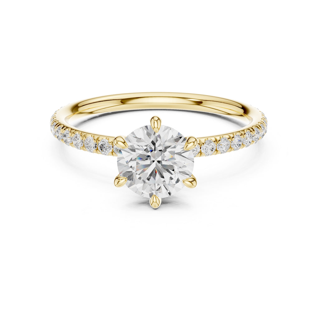 The Classic Pavé Solitaire 1ct Yellow Gold Round