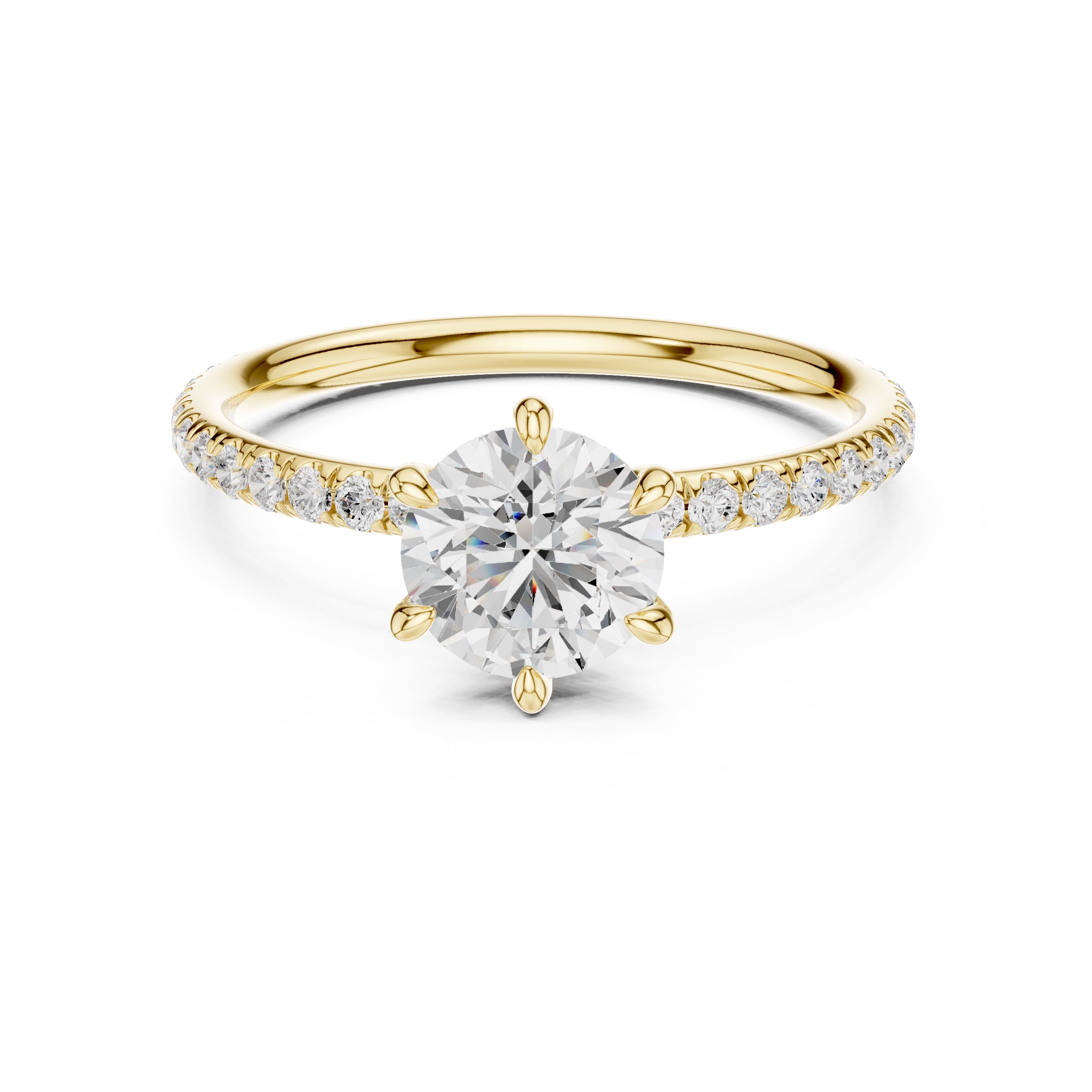 The Classic Pavé Solitaire 1ct Yellow Gold Round