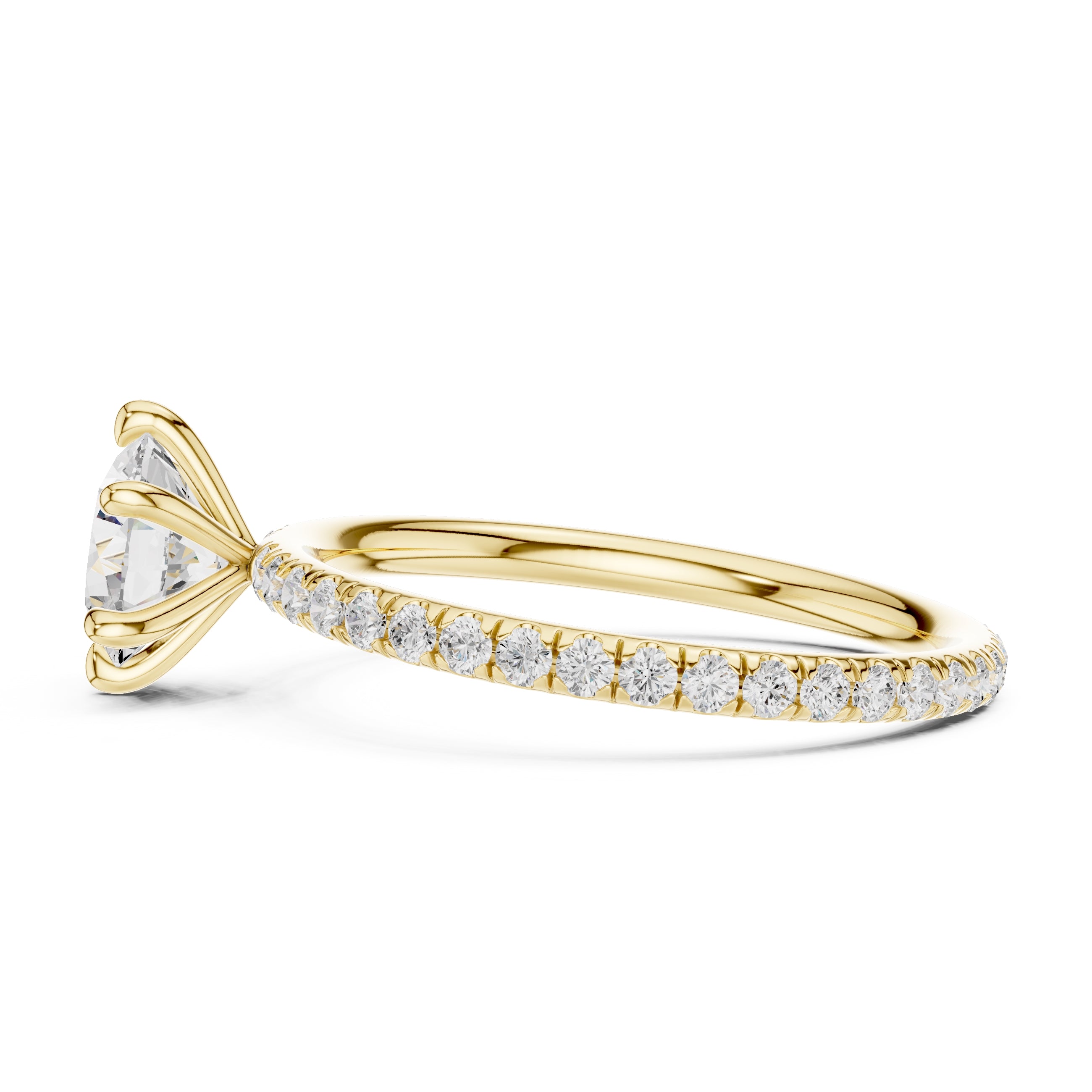 The Classic Pavé Solitaire 1ct Yellow Gold Round