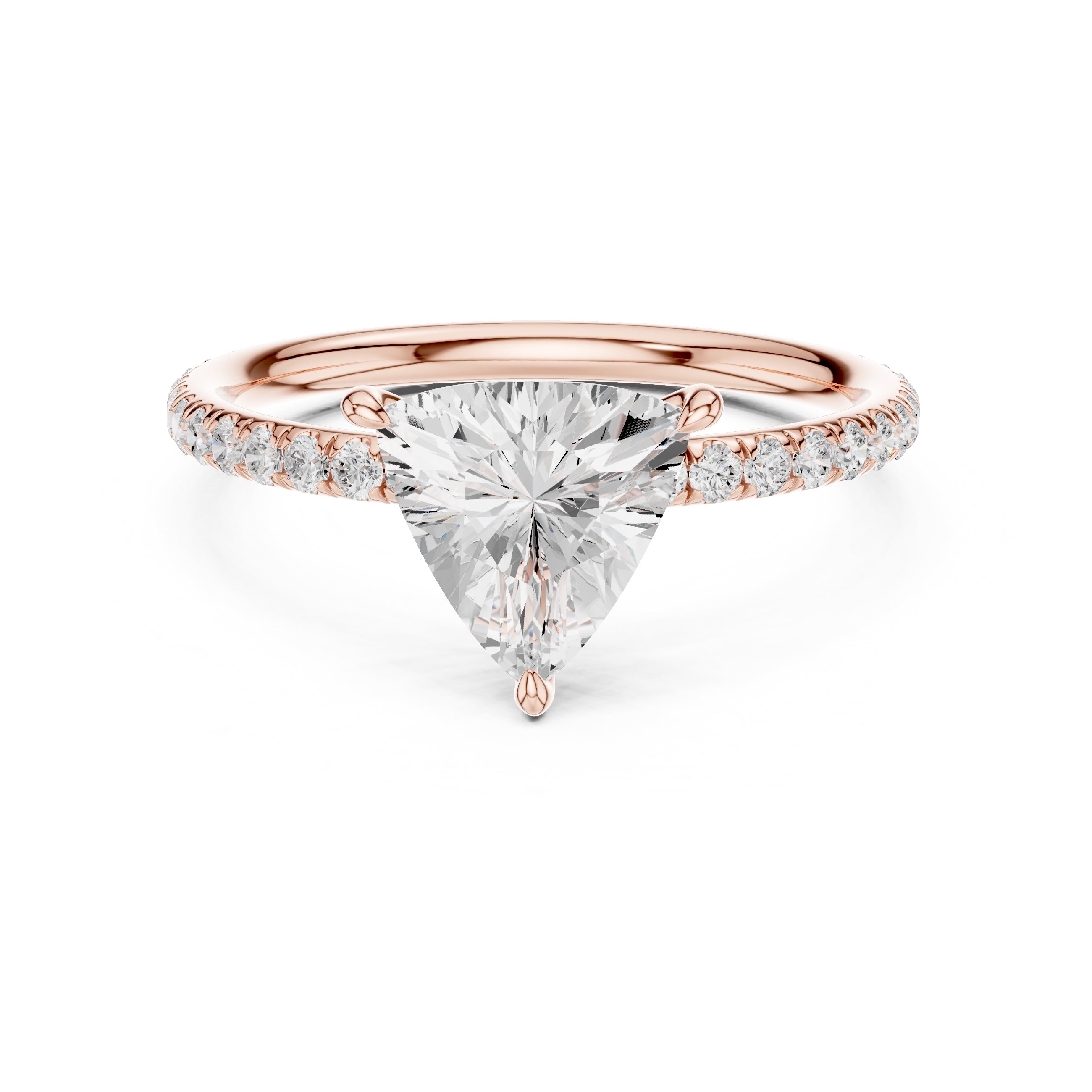 The Classic Pavé Solitaire 1ct Rose Gold Trillion