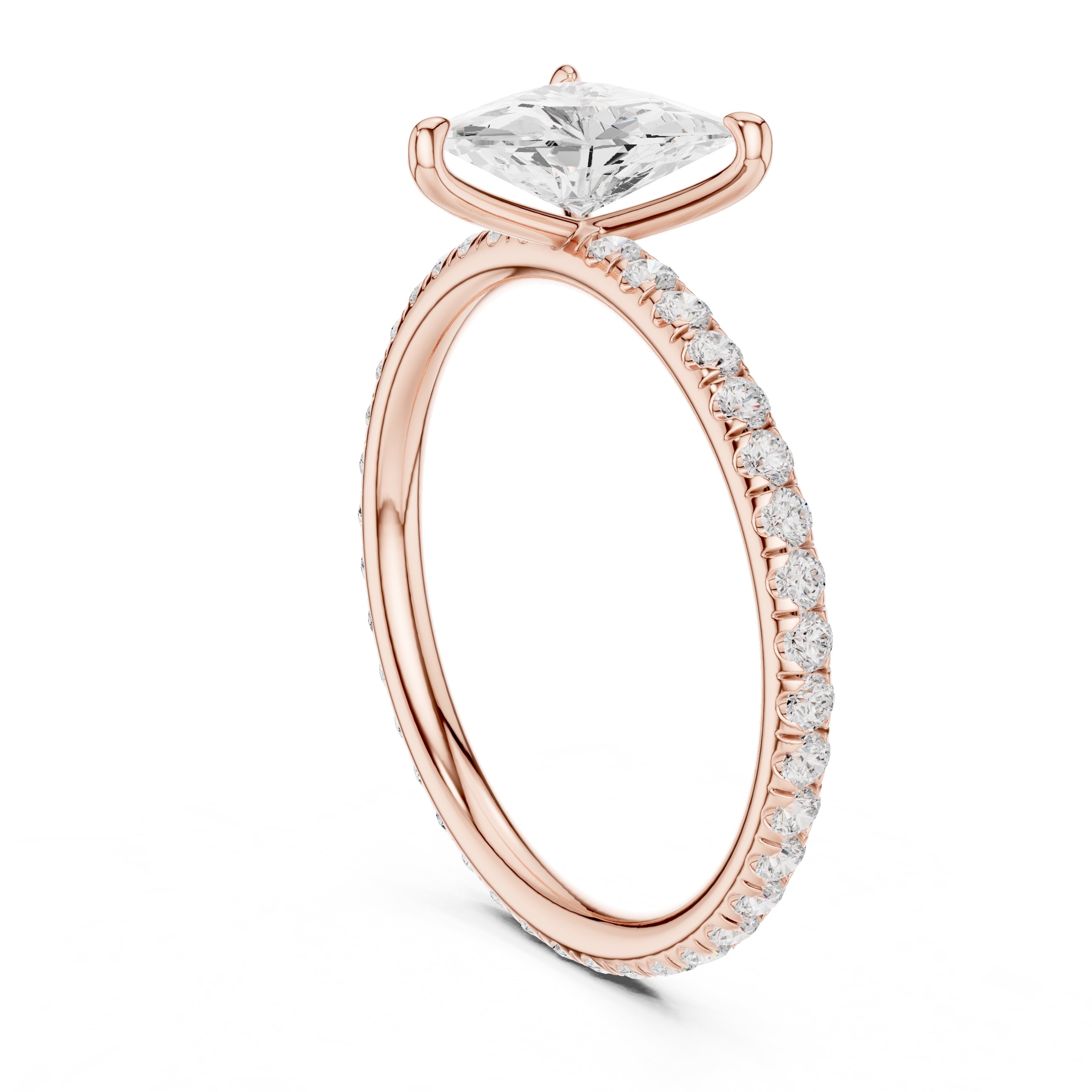 The Classic Pavé Solitaire 1ct Rose Gold Trillion
