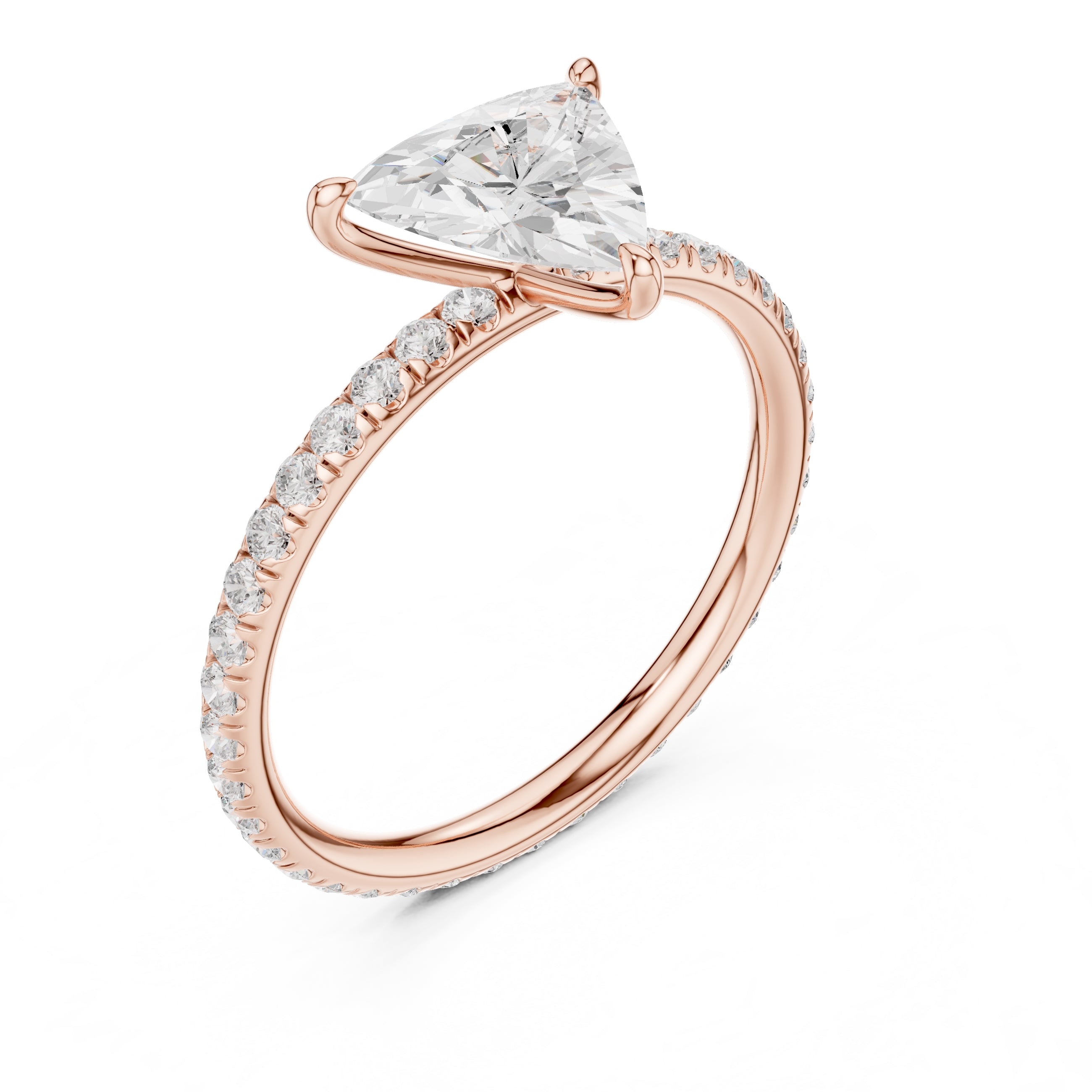The Classic Pavé Solitaire 1ct Rose Gold Trillion