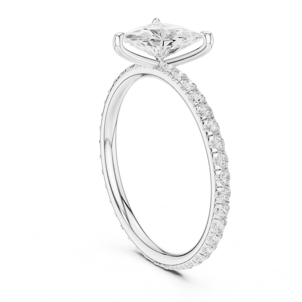 The Classic Pavé Solitaire 1ct White Gold Trillion