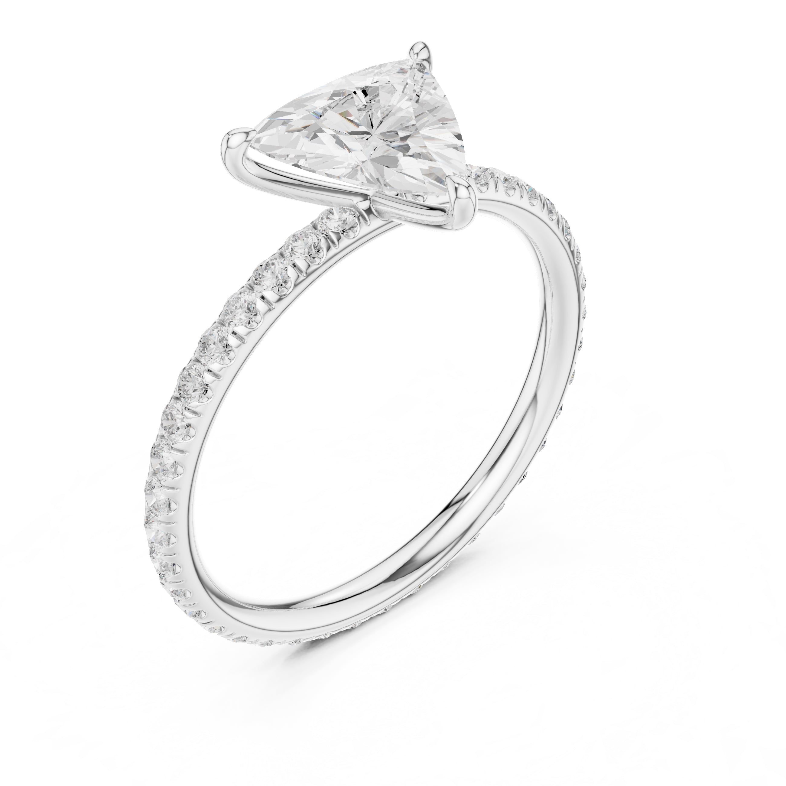 The Classic Pavé Solitaire 1ct White Gold Trillion