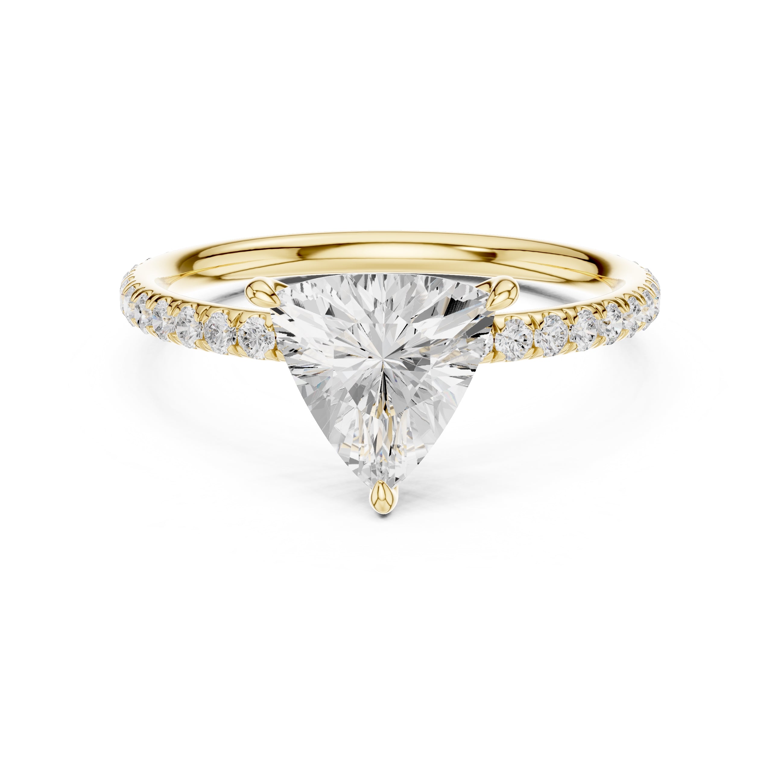 The Classic Pavé Solitaire 1ct Yellow Gold Trillion