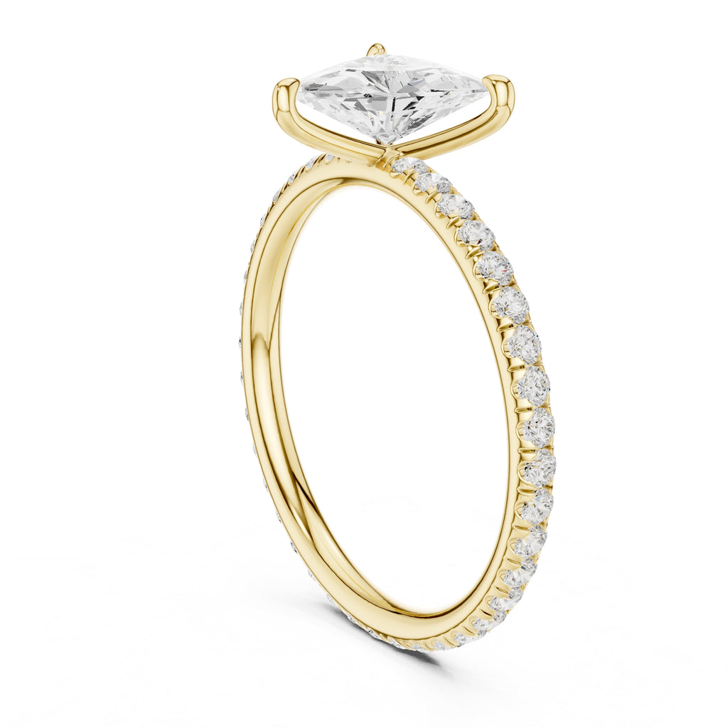 The Classic Pavé Solitaire 1ct Yellow Gold Trillion