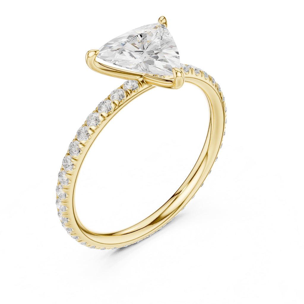 The Classic Pavé Solitaire 1ct Yellow Gold Trillion