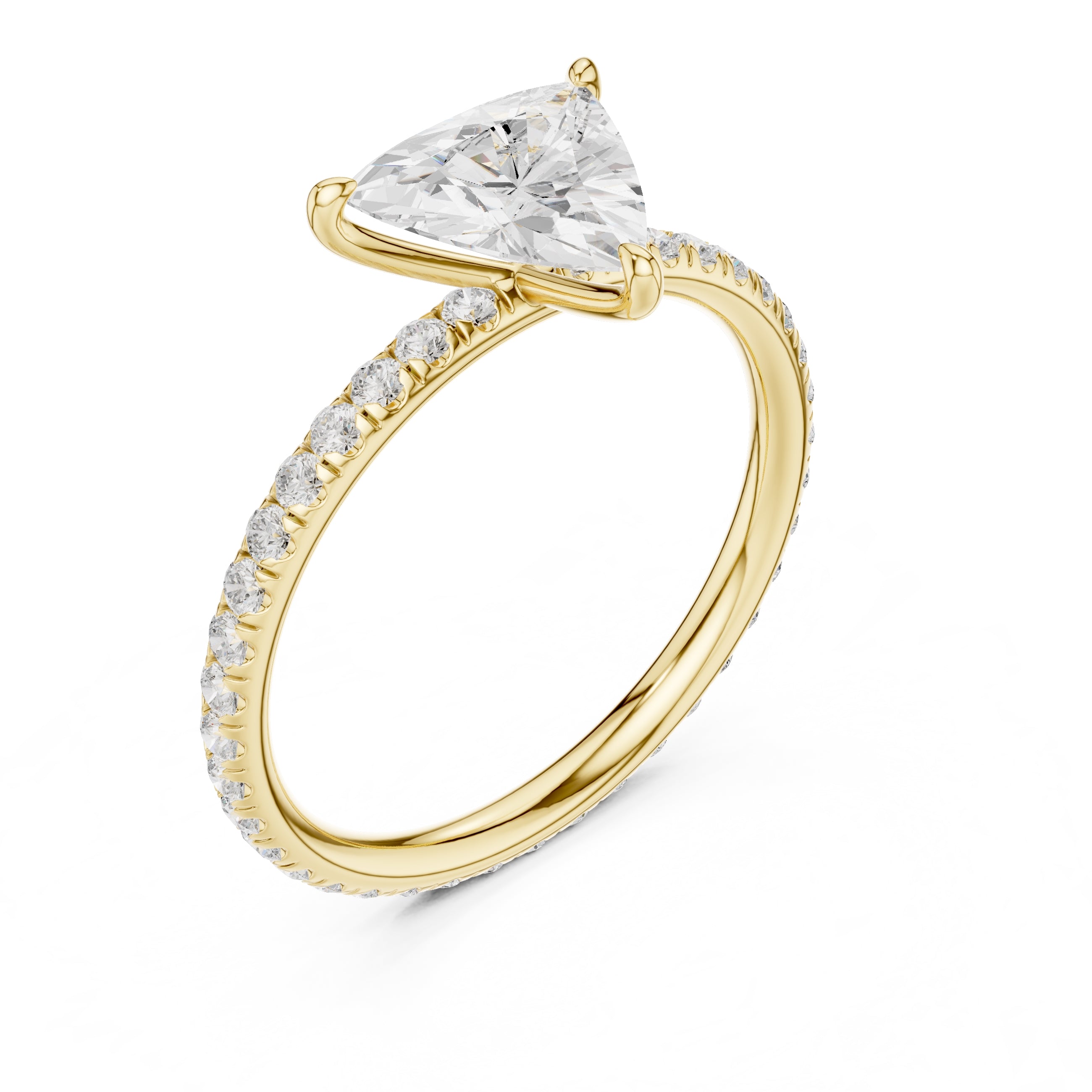 The Classic Pavé Solitaire 1ct Yellow Gold Trillion
