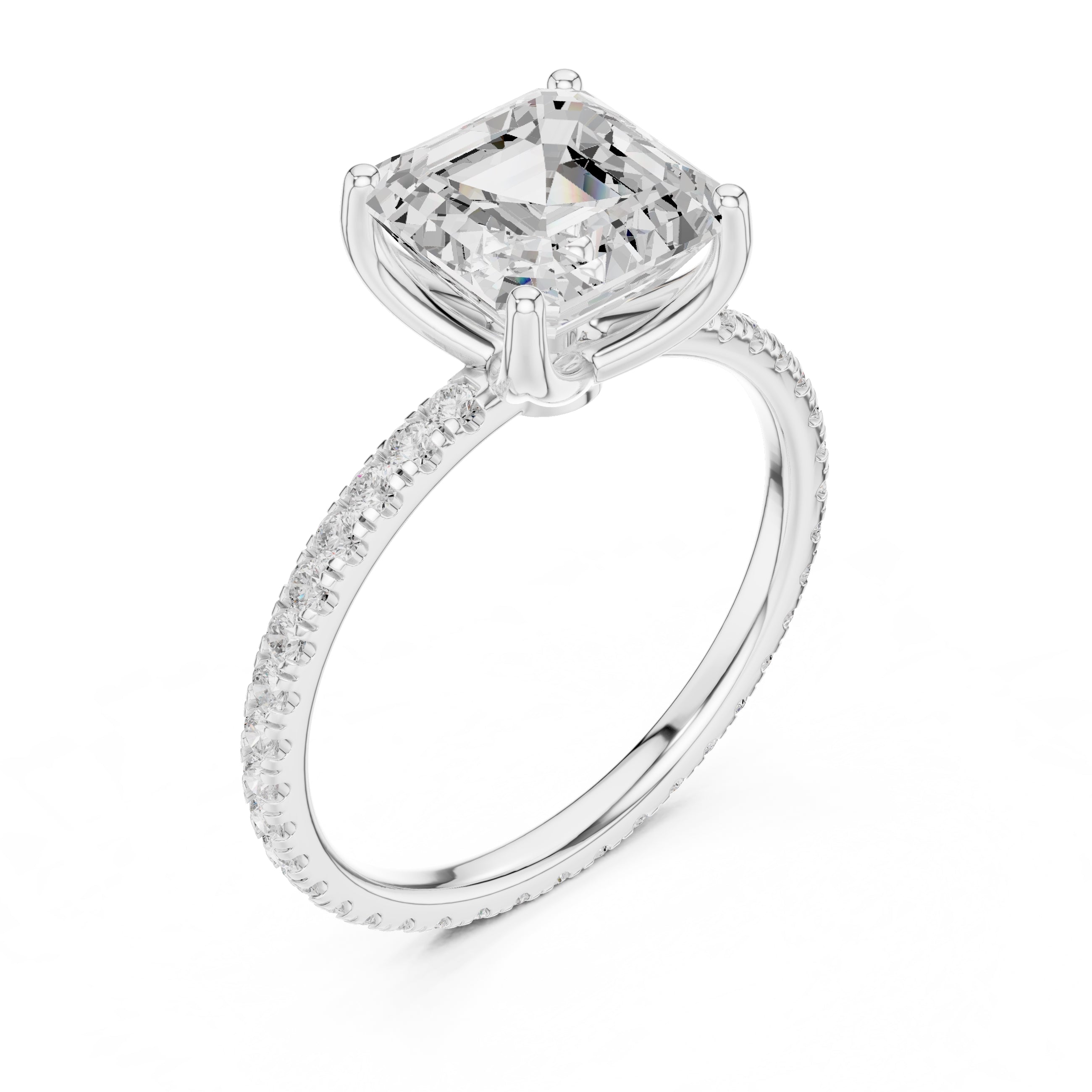 The Petite Brilliance Ring 2.5ct White Gold Asscher
