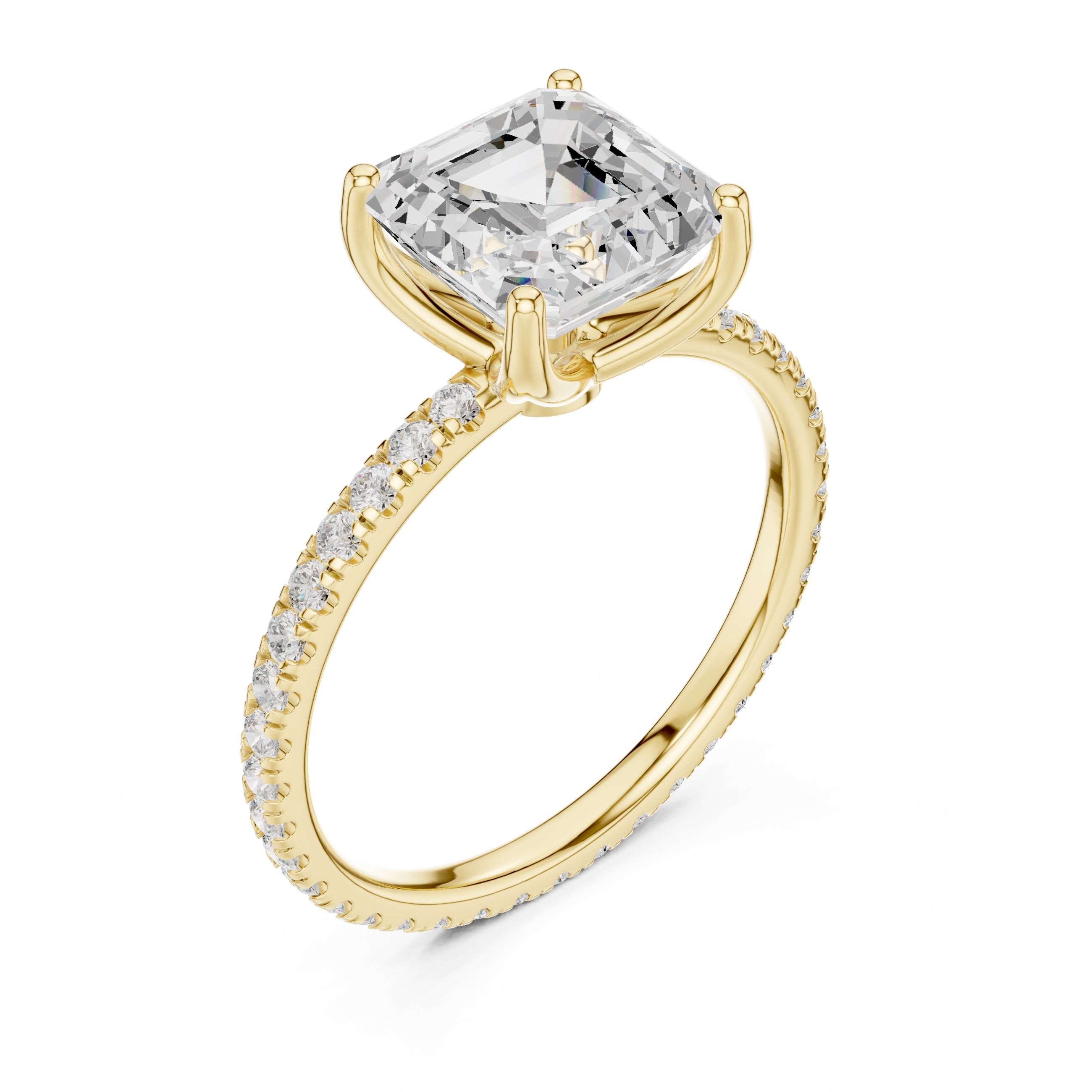 The Petite Brilliance Ring 2.5ct Yellow Gold Asscher