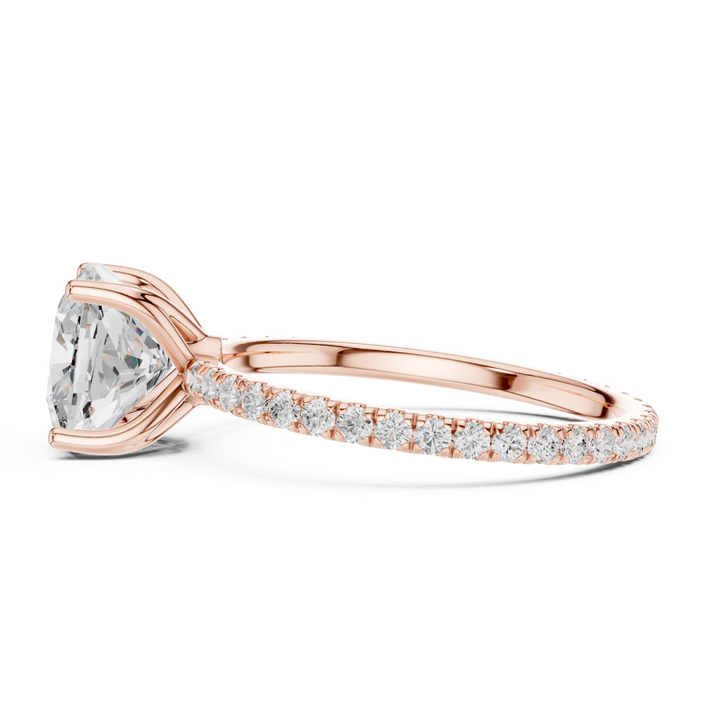 The Petite Brilliance Ring 2.5ct Rose Gold Cushion