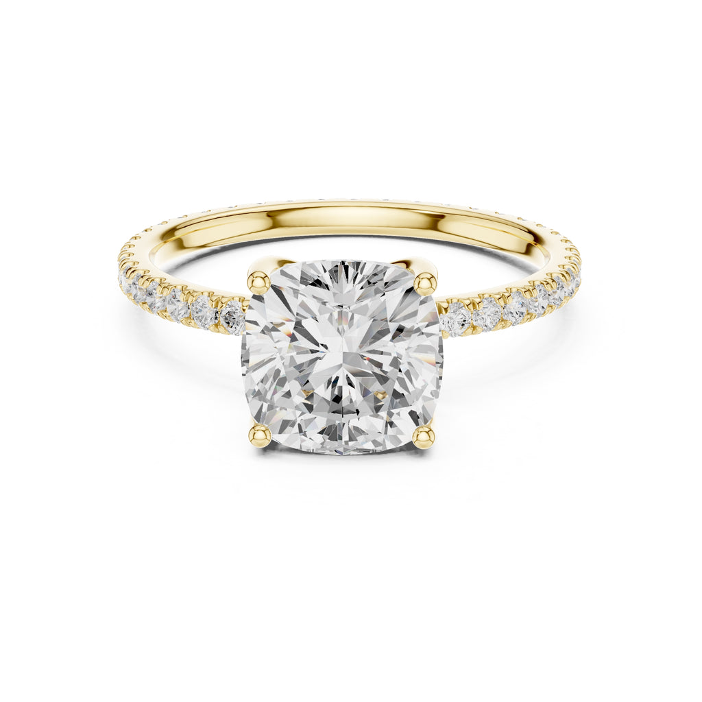 The Petite Brilliance Ring 2.5ct Yellow Gold Cushion