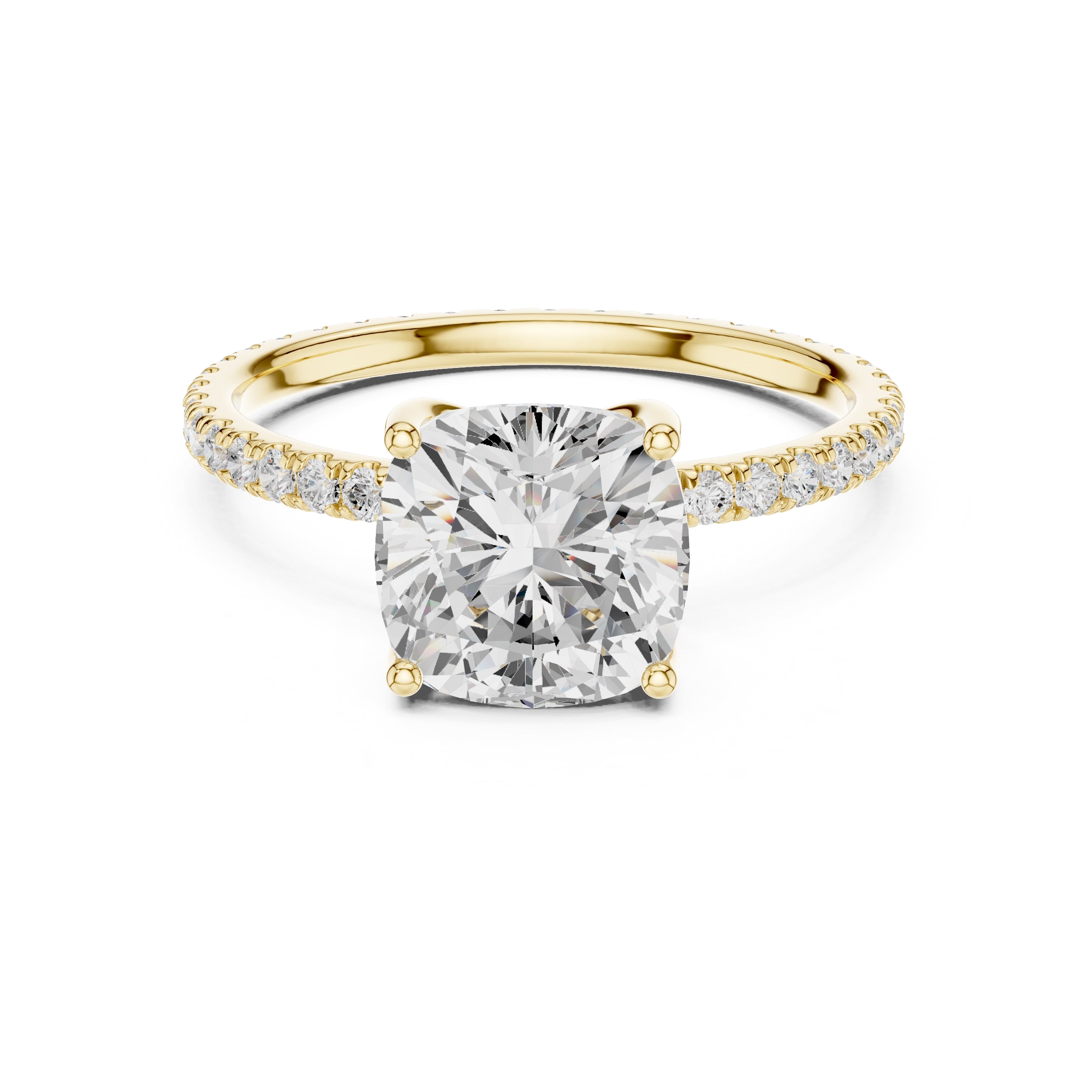 The Petite Brilliance Ring 2.5ct Yellow Gold Cushion