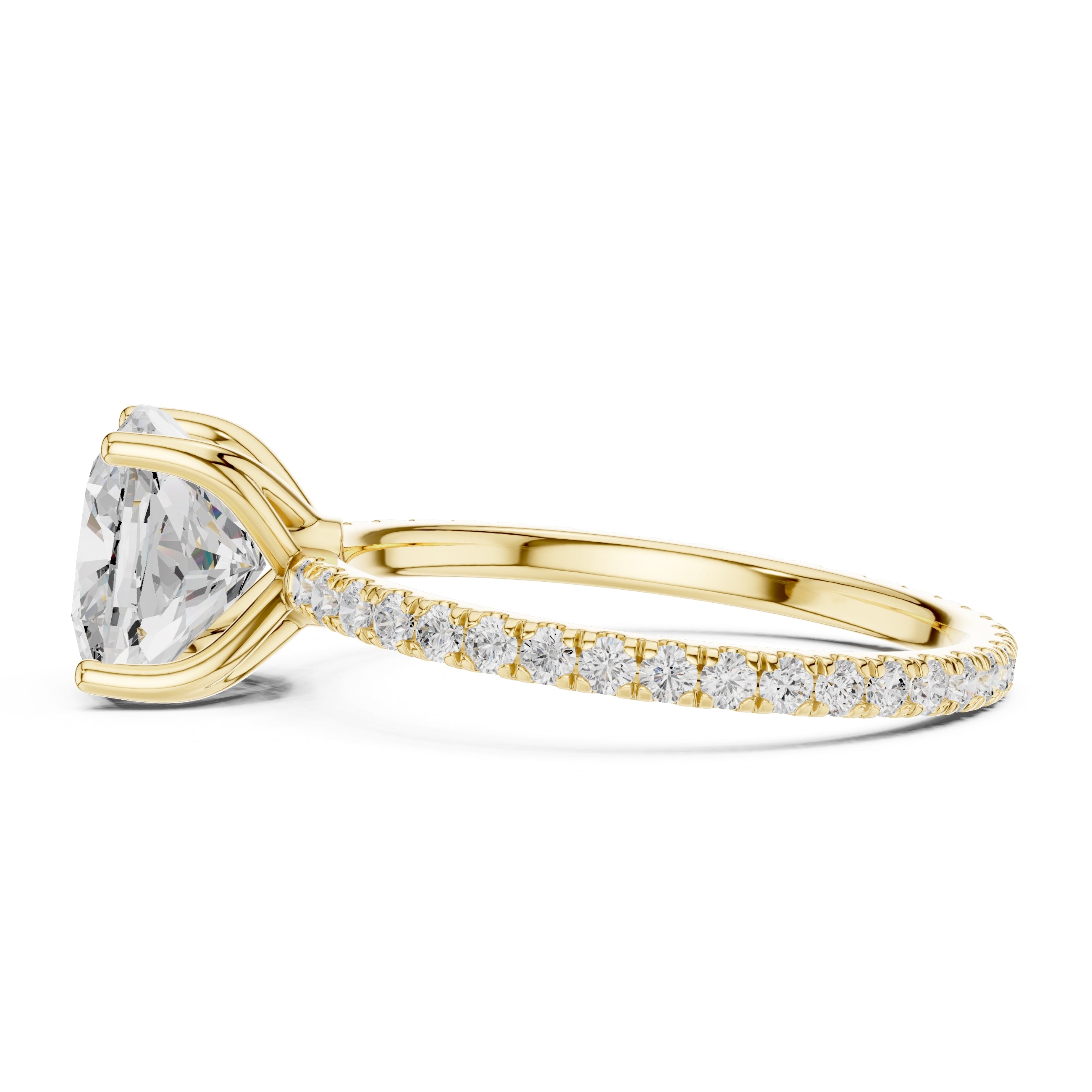 The Petite Brilliance Ring 2.5ct Yellow Gold Cushion