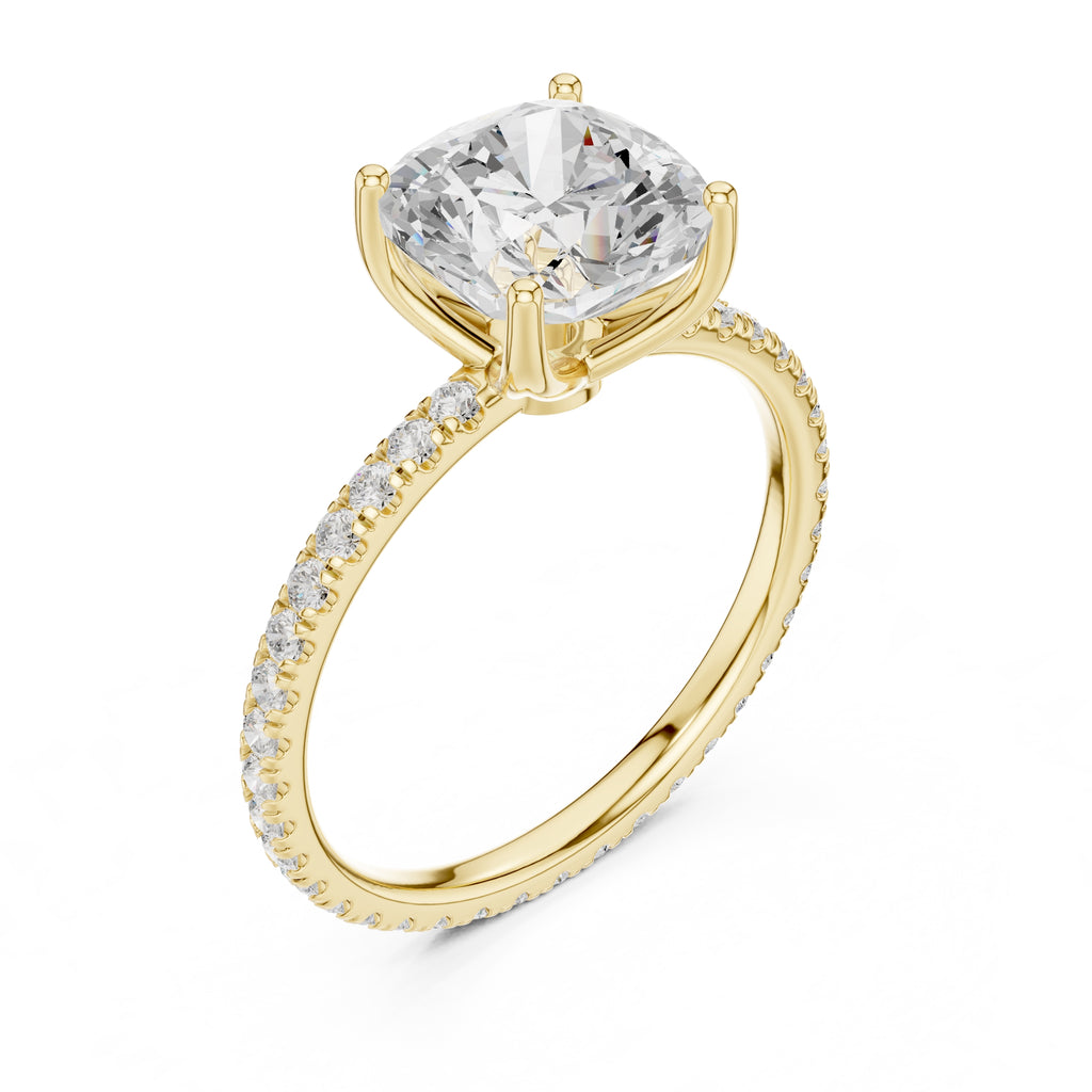 The Petite Brilliance Ring 2.5ct Yellow Gold Cushion