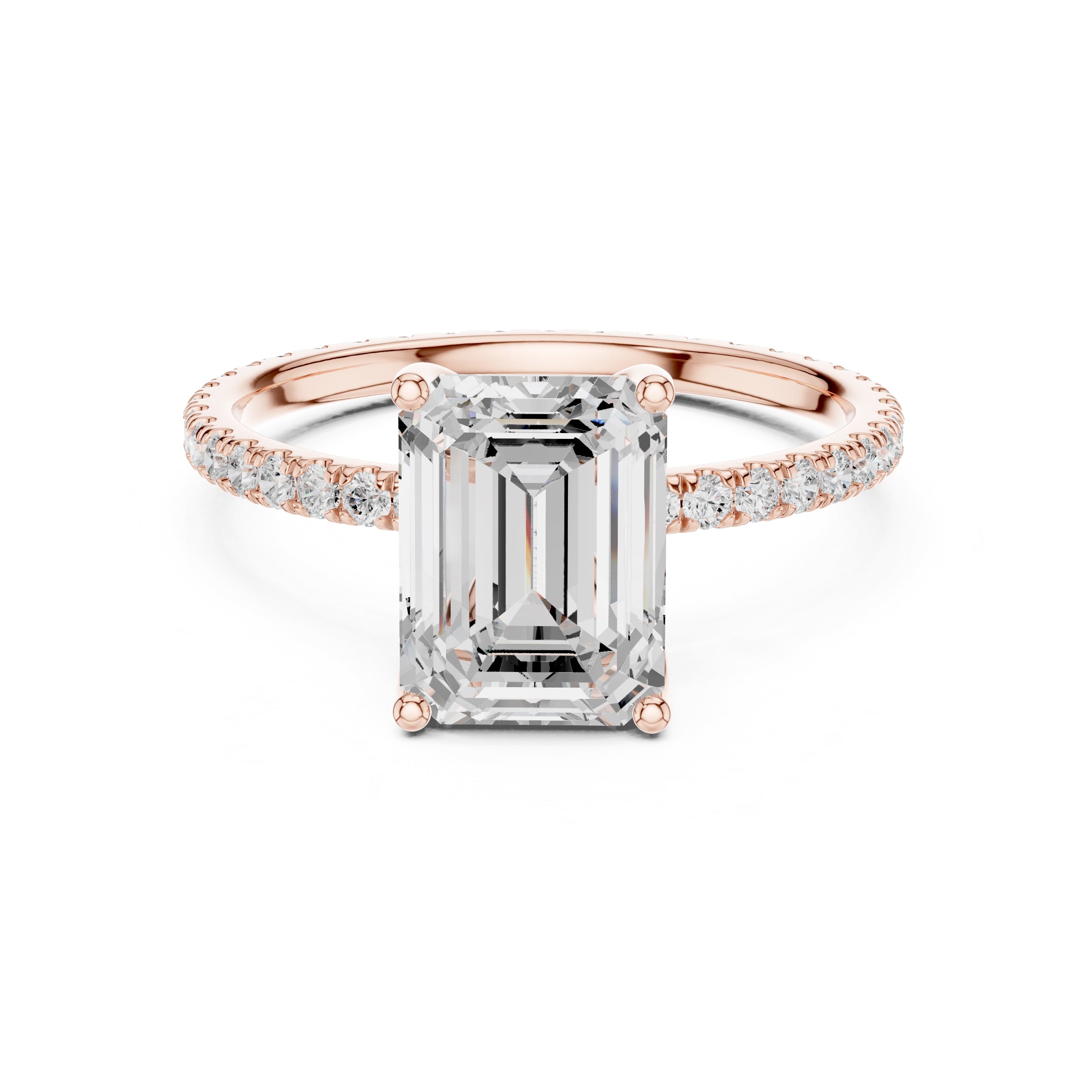 The Petite Brilliance Ring 2.5ct Rose Gold Emerald