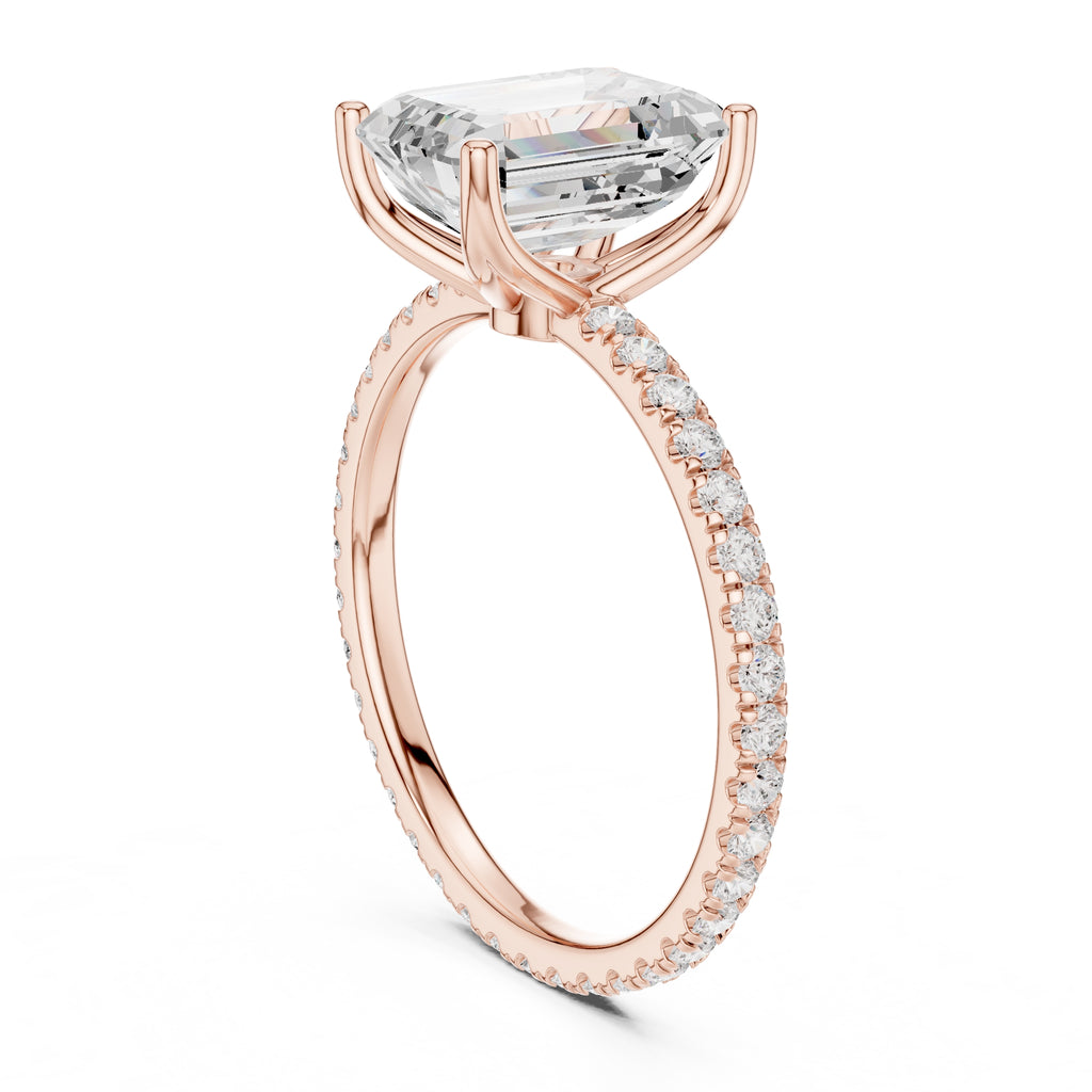 The Petite Brilliance Ring 2.5ct Rose Gold Emerald