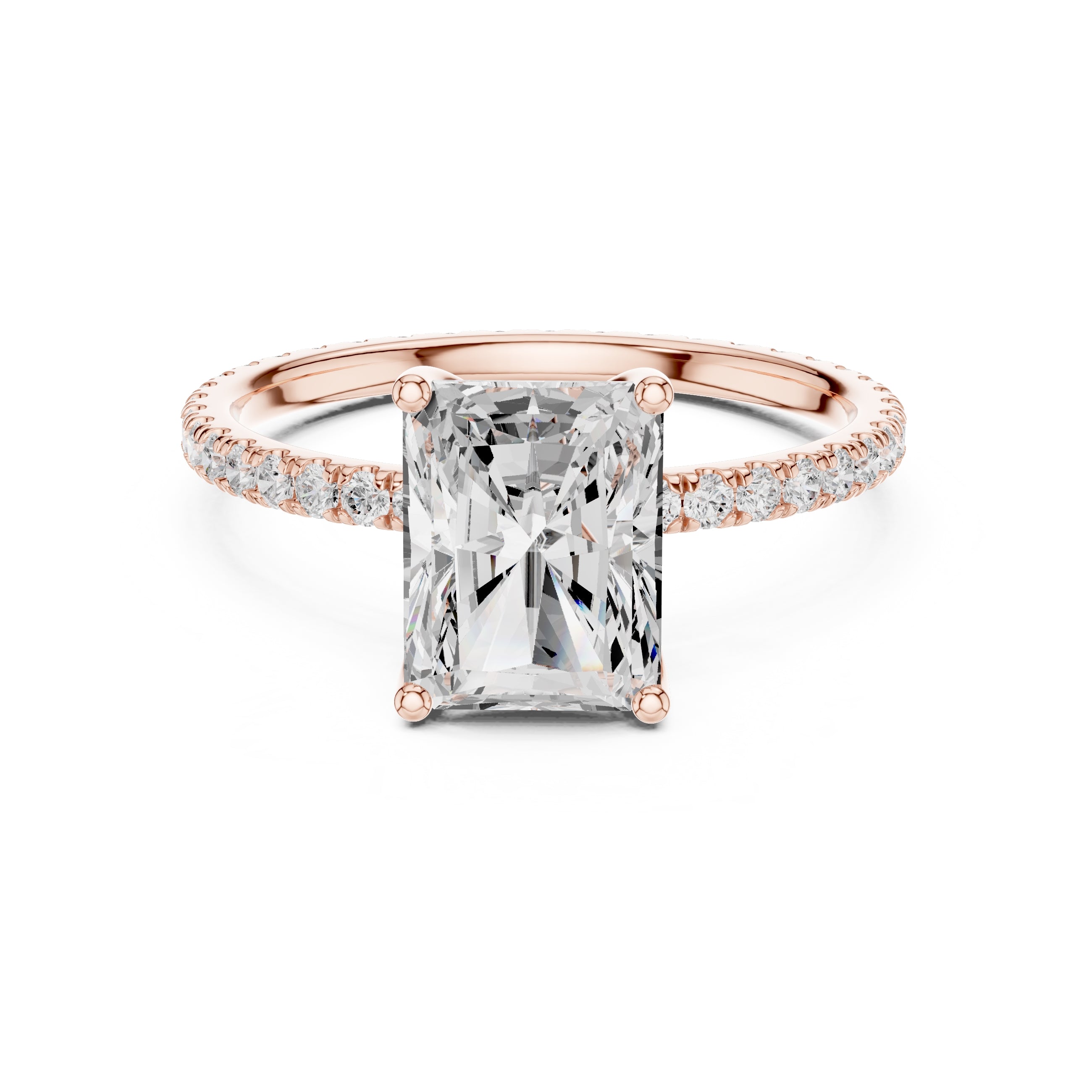 The Petite Brilliance Ring 2.5ct Rose Gold Radiant