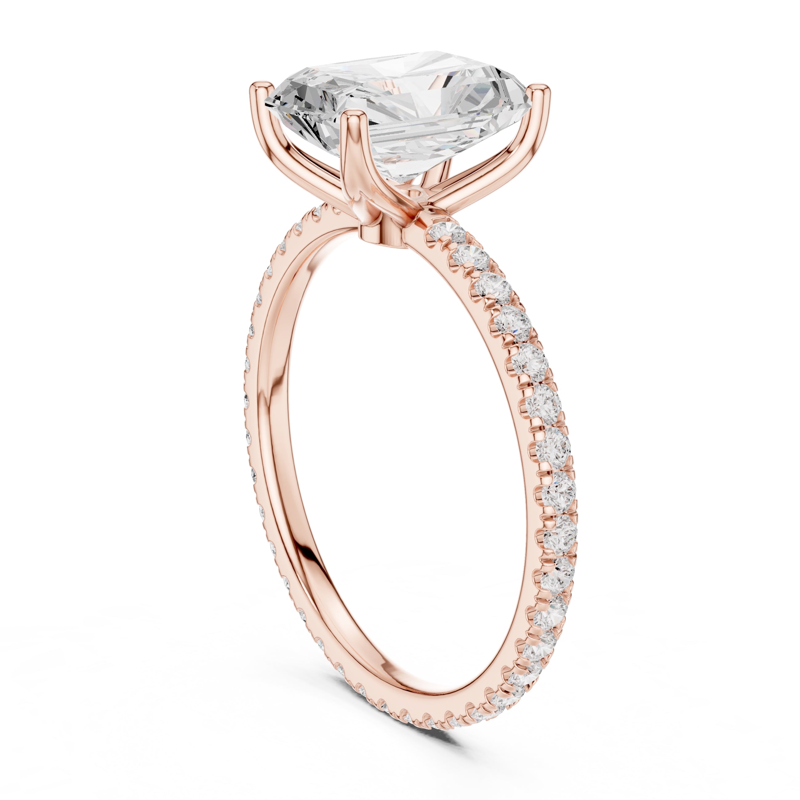 The Petite Brilliance Ring 2.5ct Rose Gold Radiant