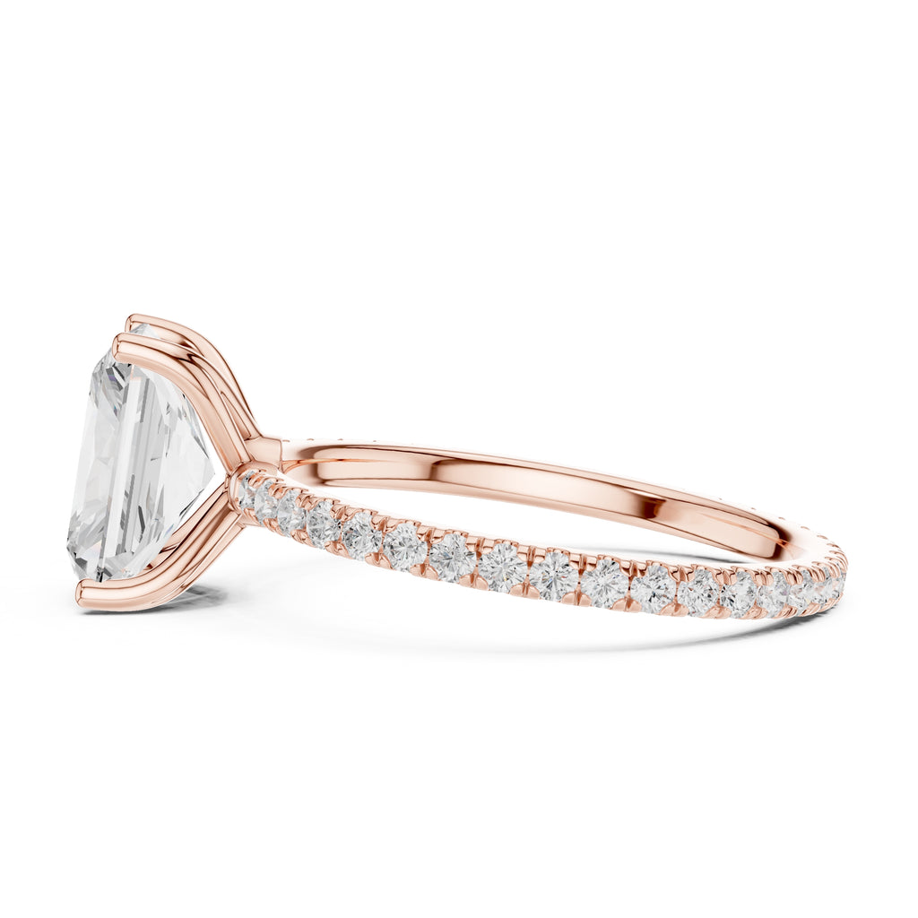 The Petite Brilliance Ring 2.5ct Rose Gold Radiant