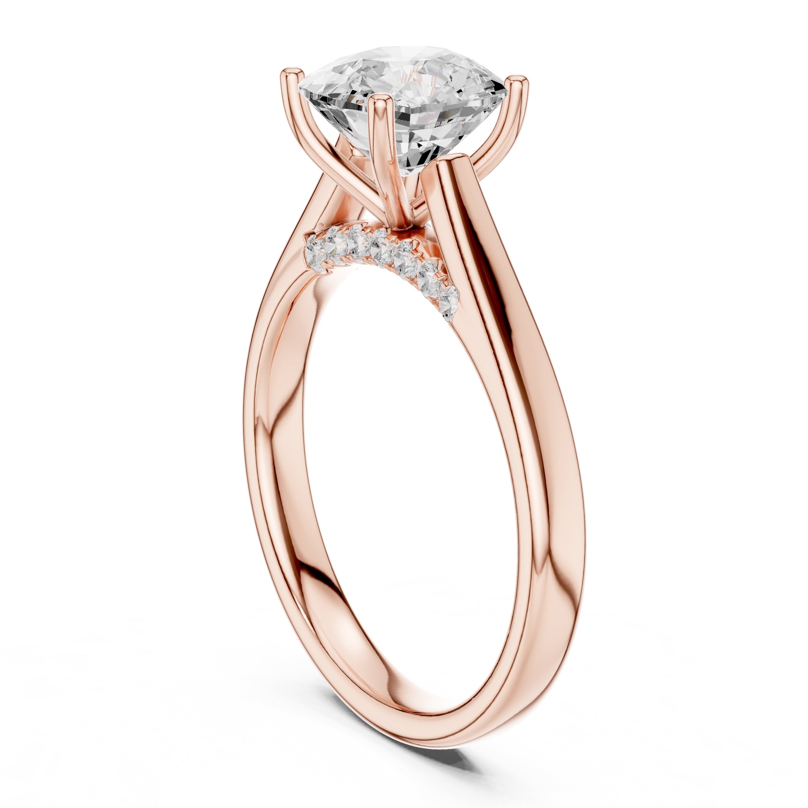 The Tapered Classic Solitaire 2ct Rose Gold Cushion