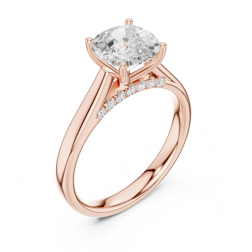The Tapered Classic Solitaire 2ct Rose Gold Cushion