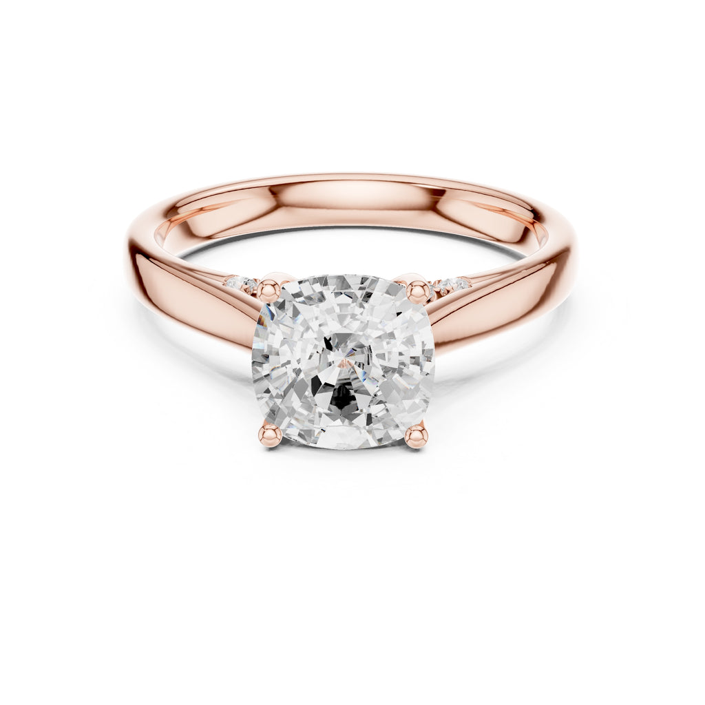 The Tapered Classic Solitaire 2ct Rose Gold Cushion