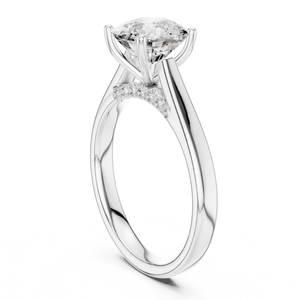 The Tapered Classic Solitaire 2ct White Gold Cushion