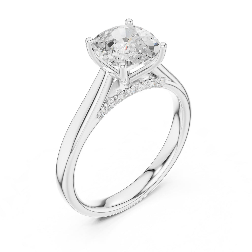 The Tapered Classic Solitaire 2ct White Gold Cushion