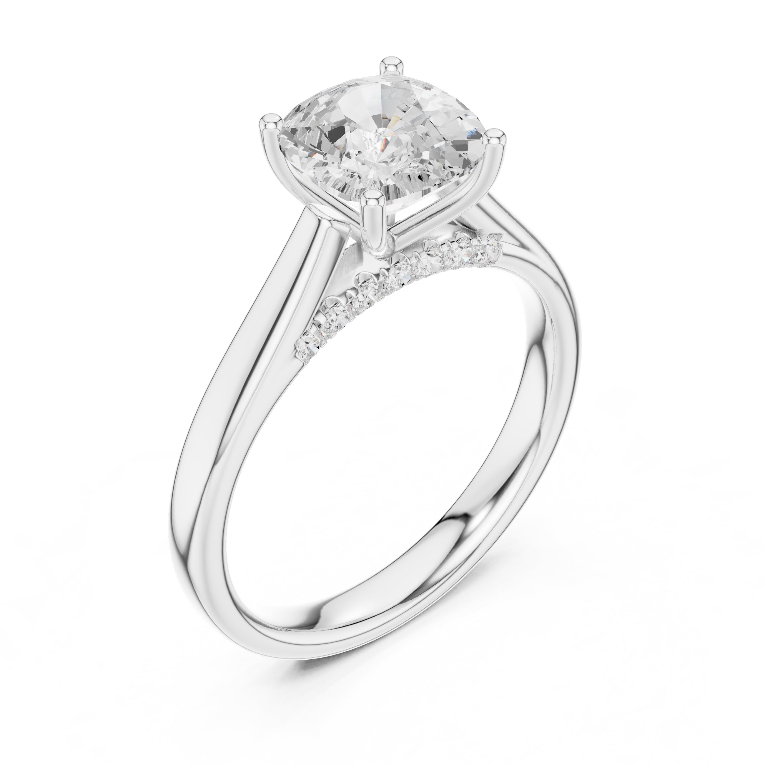The Tapered Classic Solitaire 2ct White Gold Cushion
