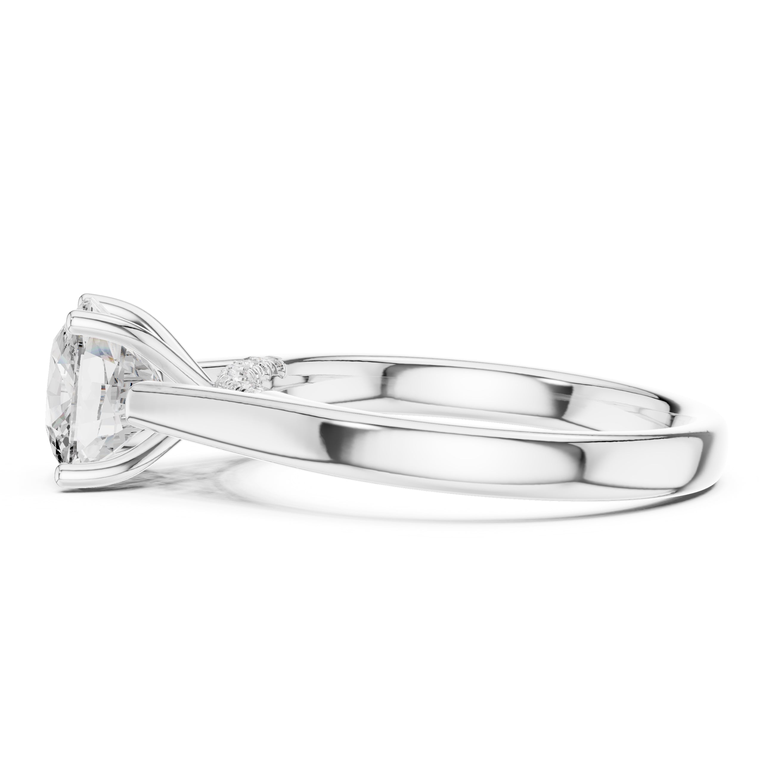 The Tapered Classic Solitaire 2ct White Gold Cushion