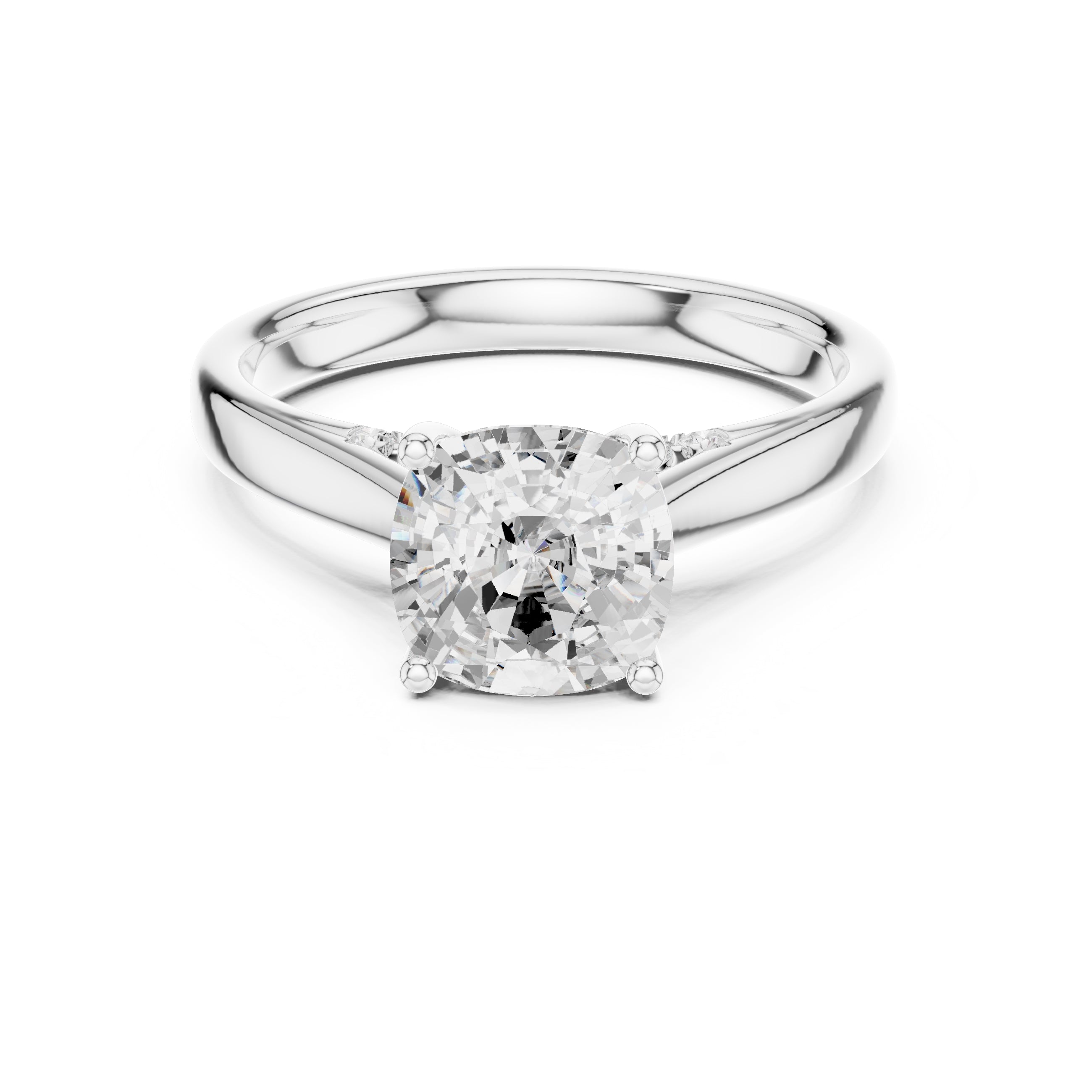 The Tapered Classic Solitaire 2ct White Gold Cushion