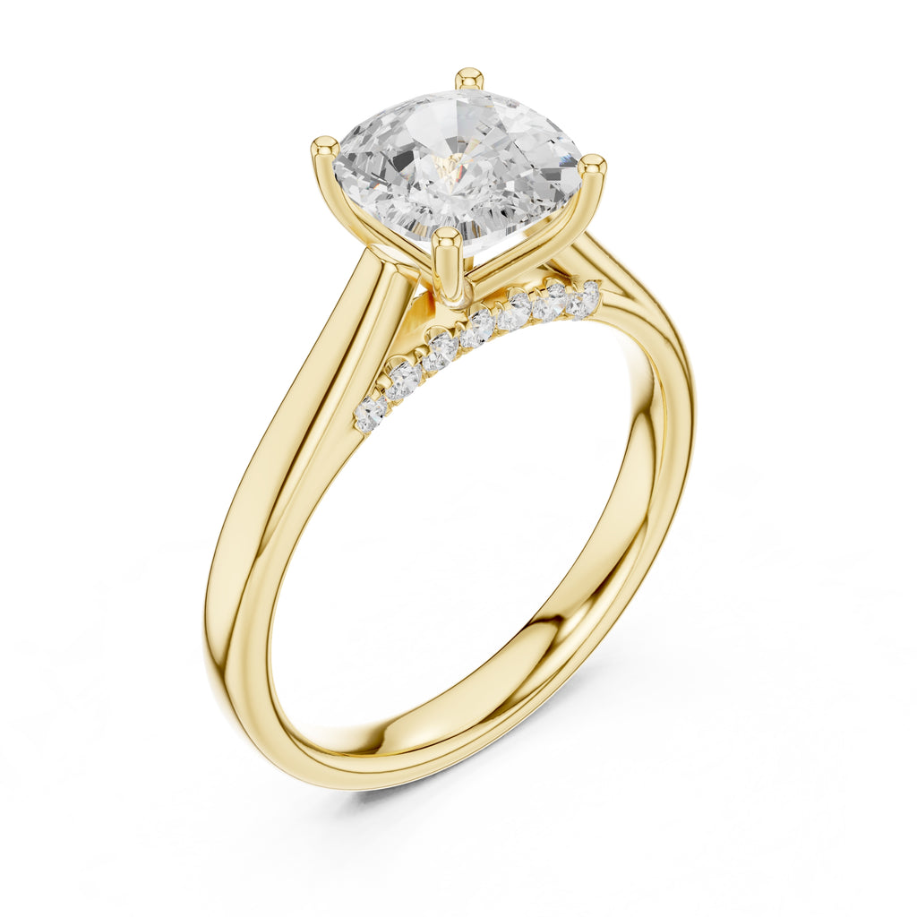 The Tapered Classic Solitaire 2ct Yellow Gold Cushion